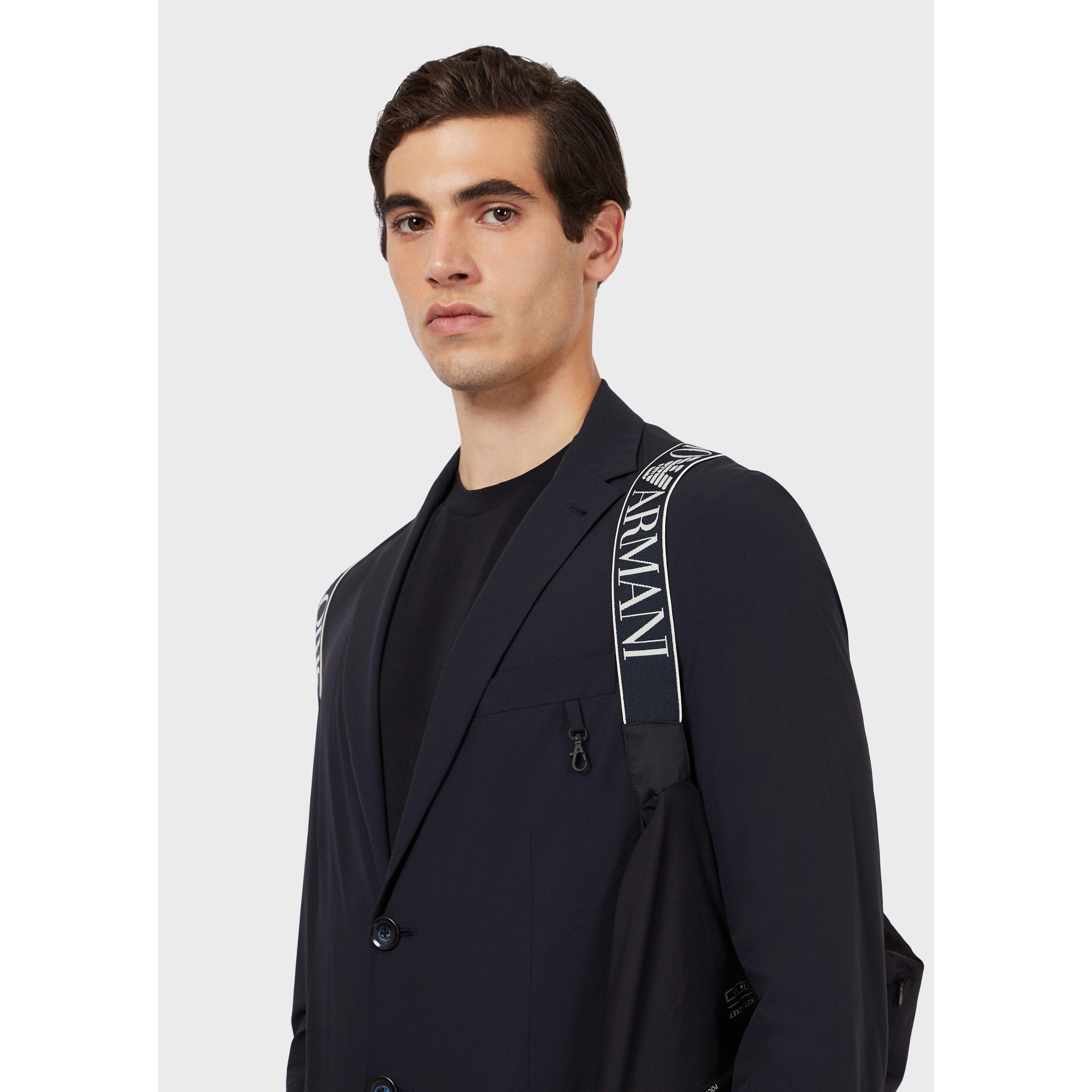 Navy Blue - Emporio Armani - Men's Logo Blazer - 2