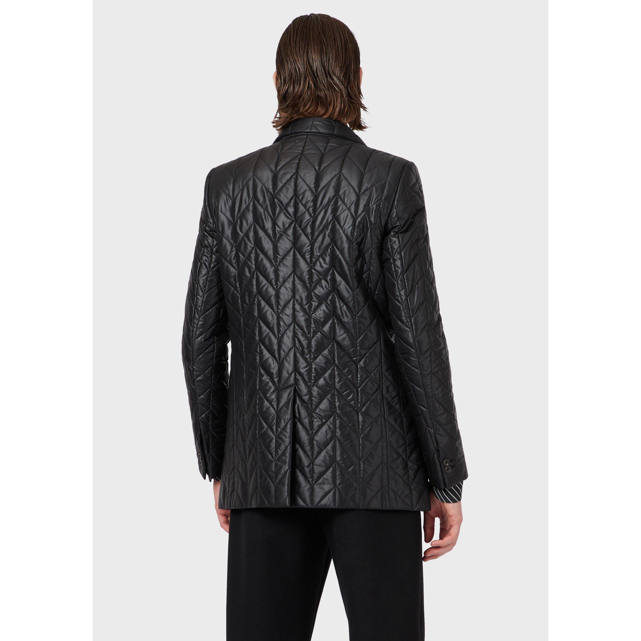 Black - Emporio Armani - Men's Double-Breasted Tailored Fit Blazer - 3