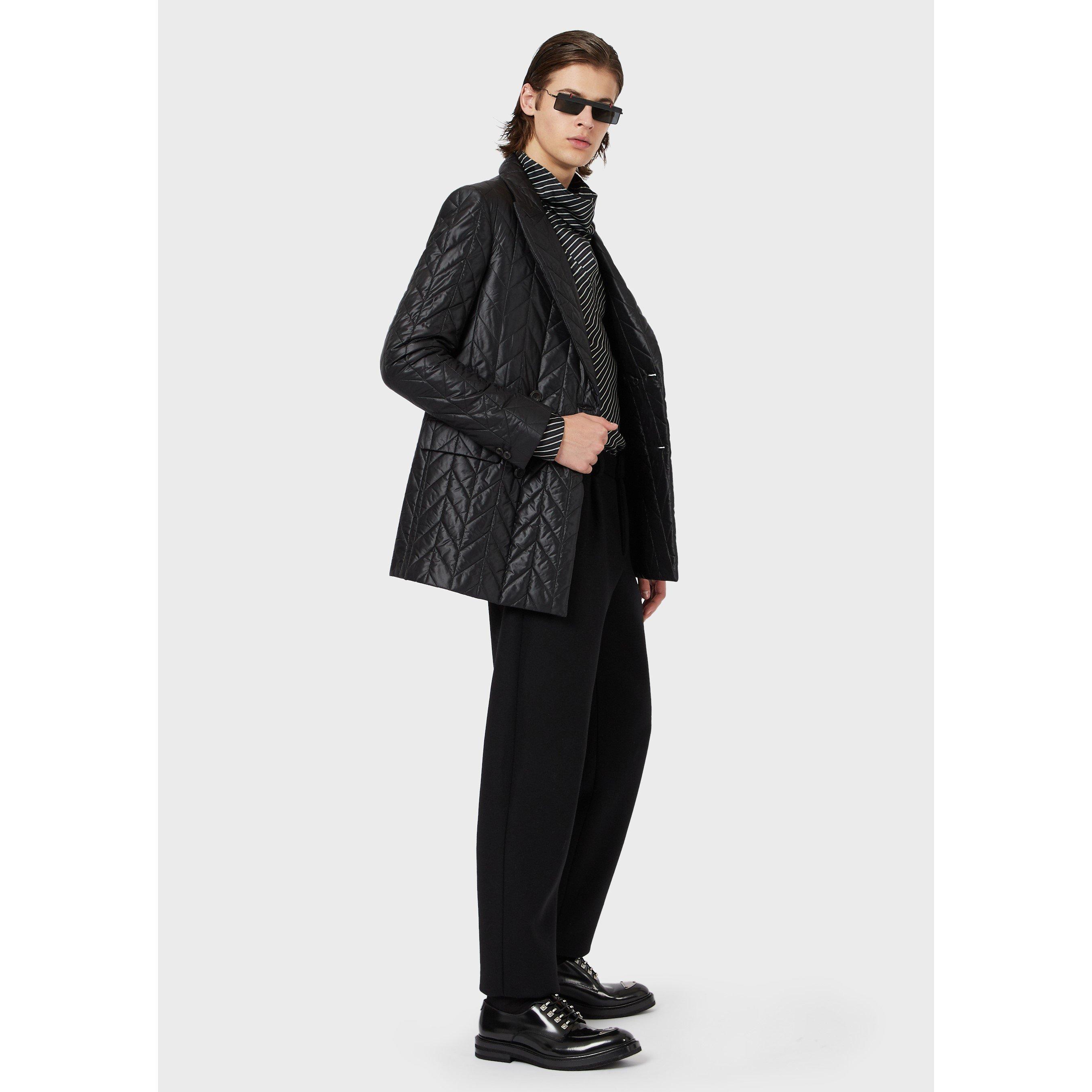 Black - Emporio Armani - Men's Double-Breasted Tailored Fit Blazer - 4