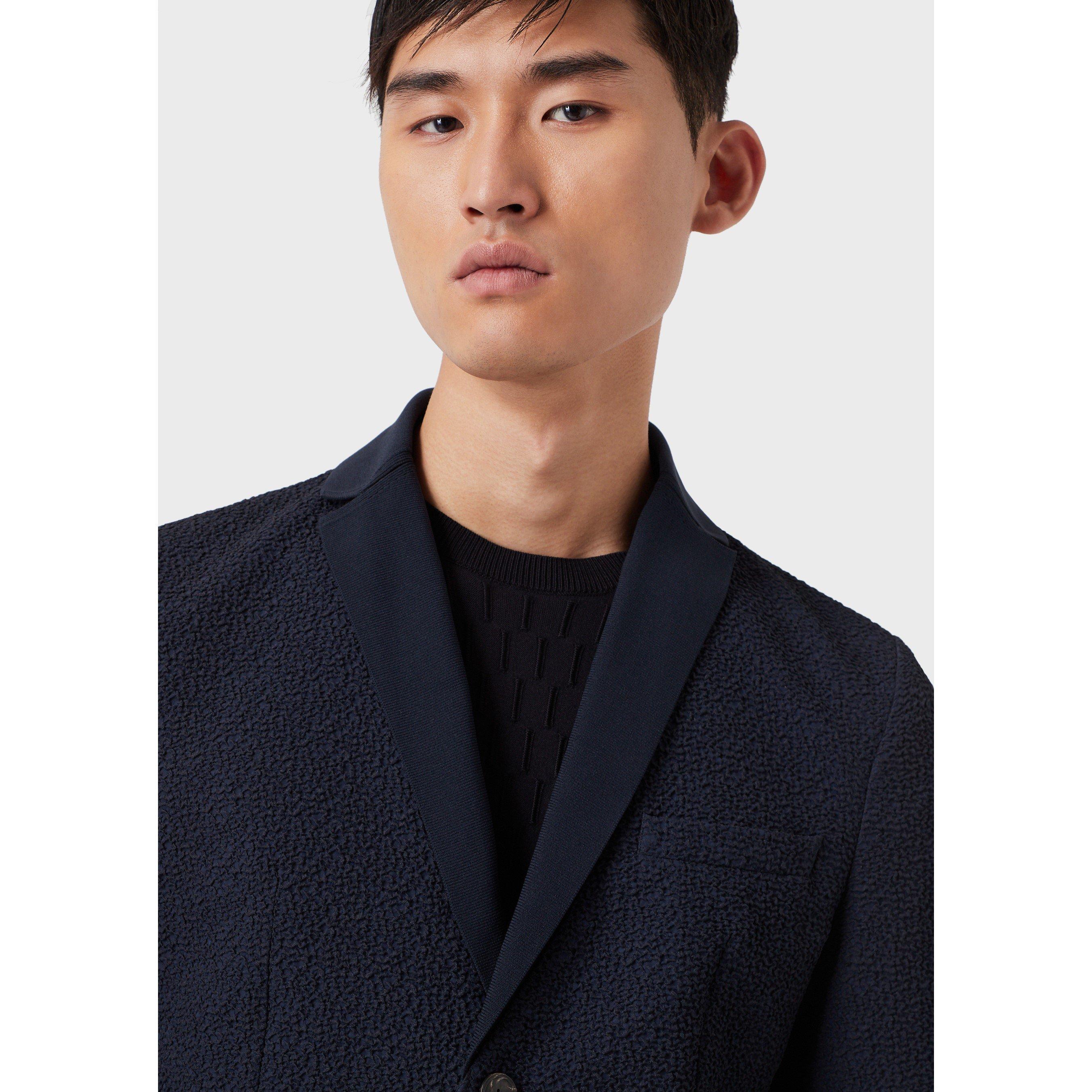 Navy Blue - Emporio Armani - Men's Structured Blazer - 5