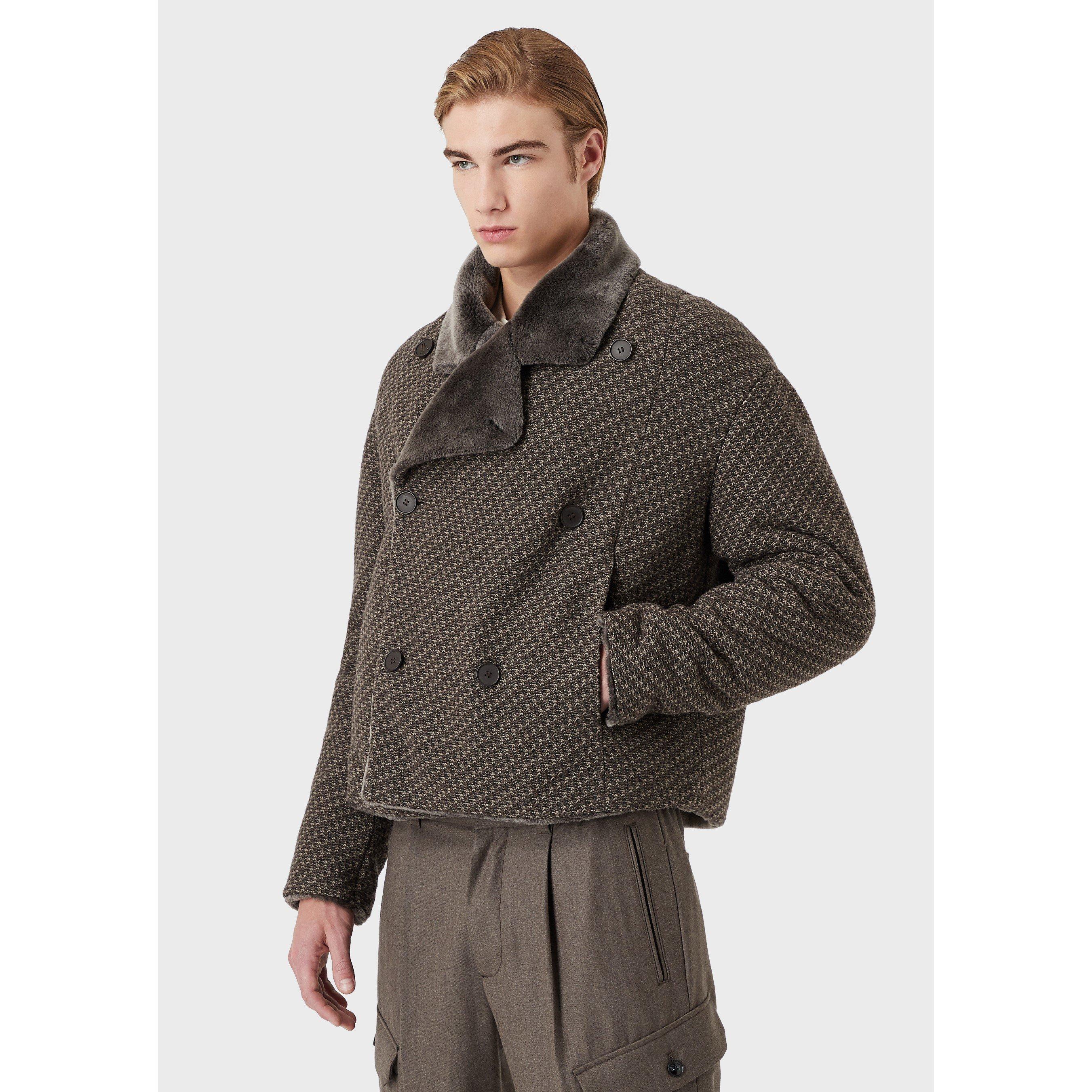 Emporio Armani Men's Reversible Shearling Jacket - Blk Brwn Mlt - XL