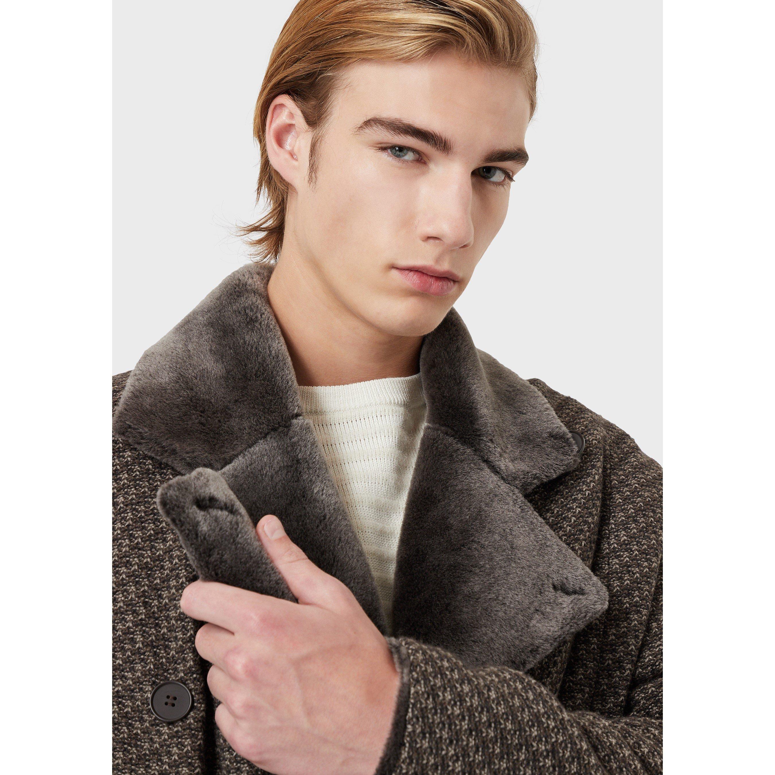 Blk Brwn Mlt - Emporio Armani - Men's  Reversible Shearling Jacket - 5