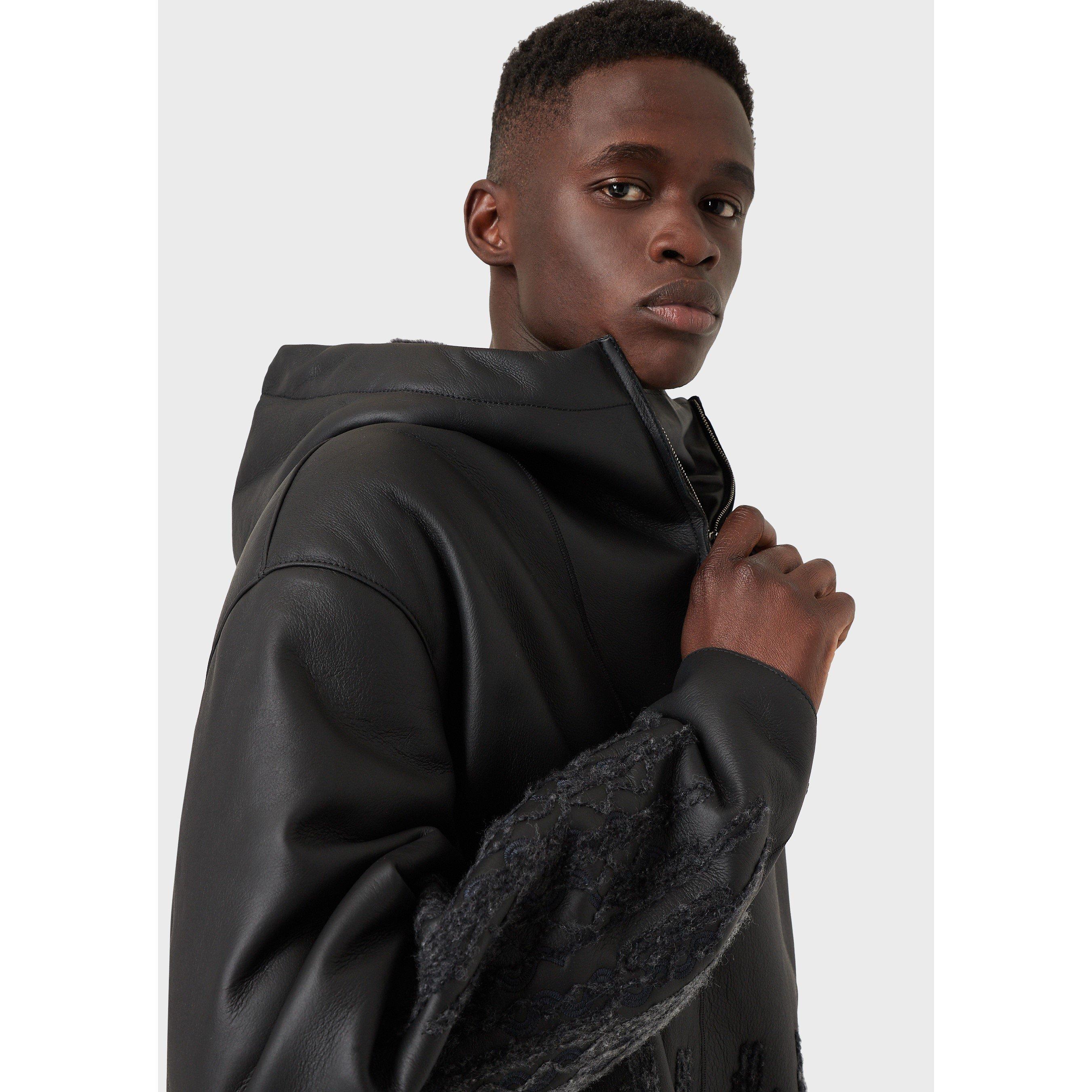 Black - Emporio Armani - Men's Contrast Half-Zip Hybrid Jacket - 2