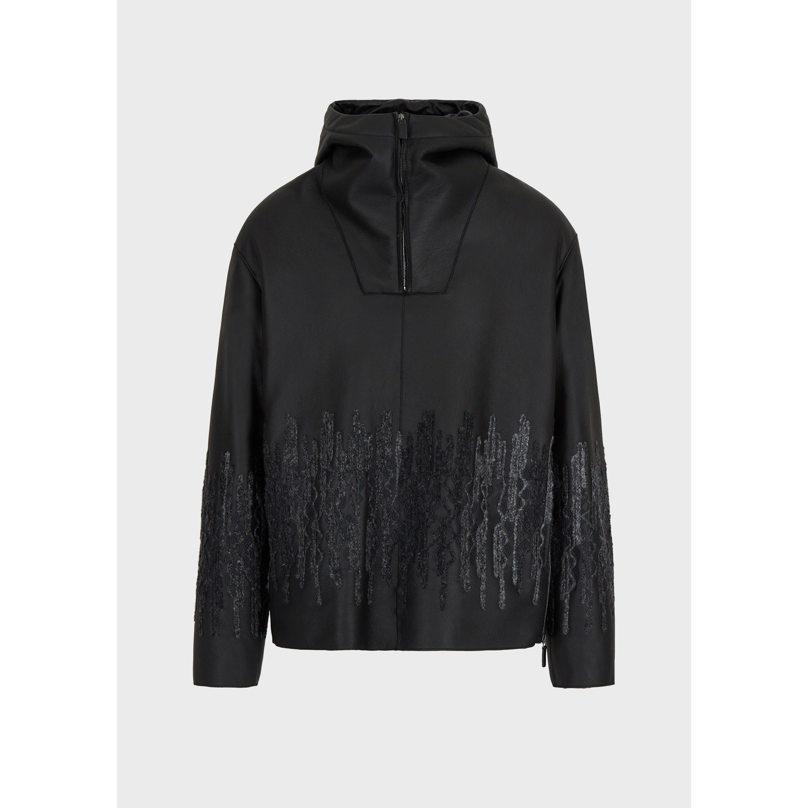 Black - Emporio Armani - Men's Contrast Half-Zip Hybrid Jacket - 6