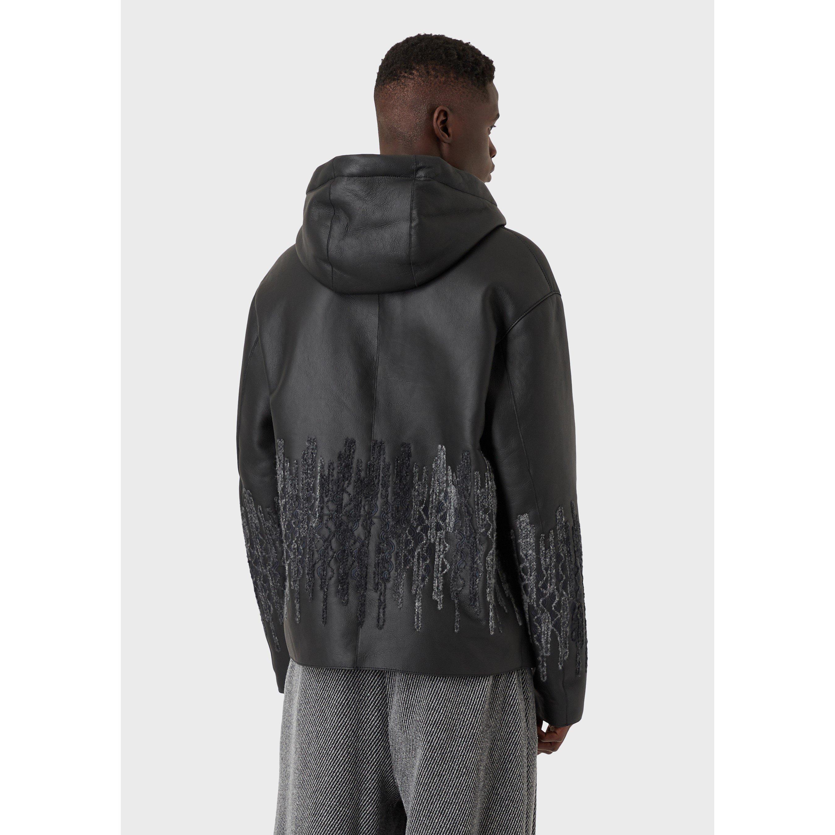 Black - Emporio Armani - Men's Contrast Half-Zip Hybrid Jacket - 3