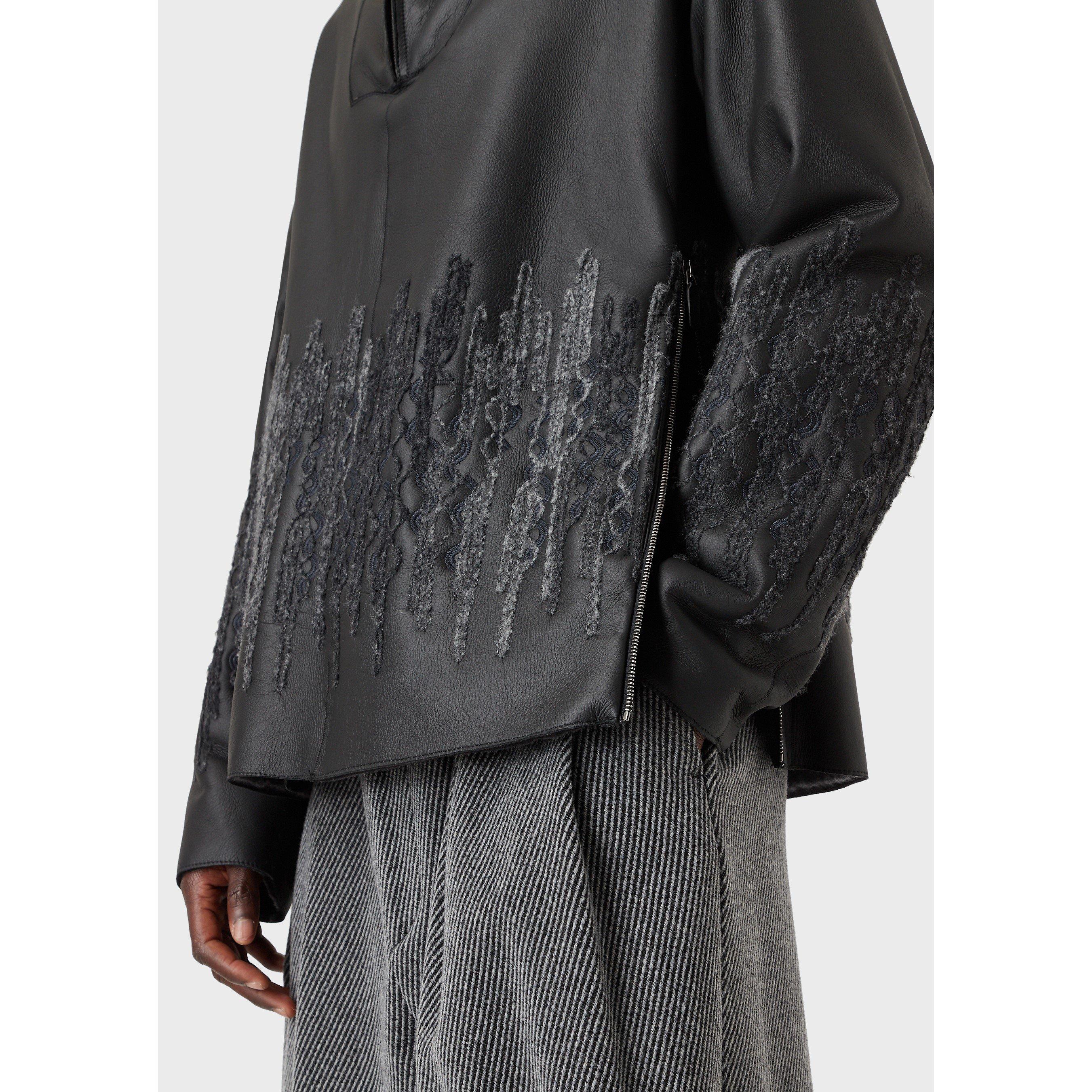 Black - Emporio Armani - Men's Contrast Half-Zip Hybrid Jacket - 5