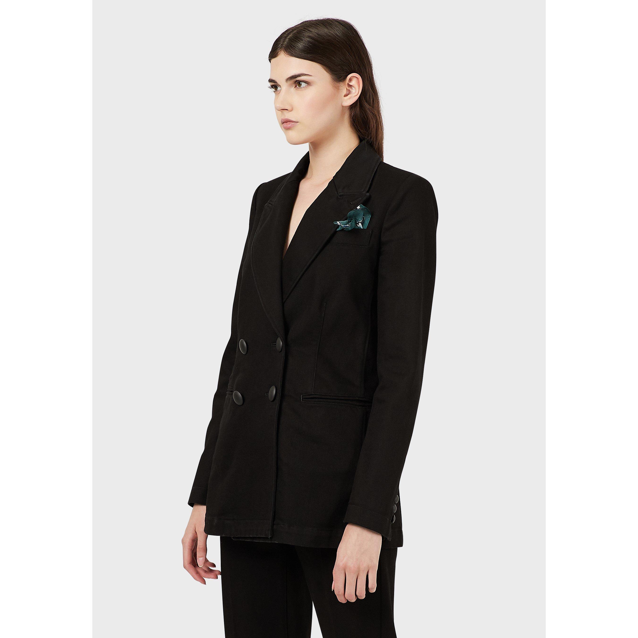 Black - Emporio Armani - Women's Double Breasted Tailored Blazer - 2
