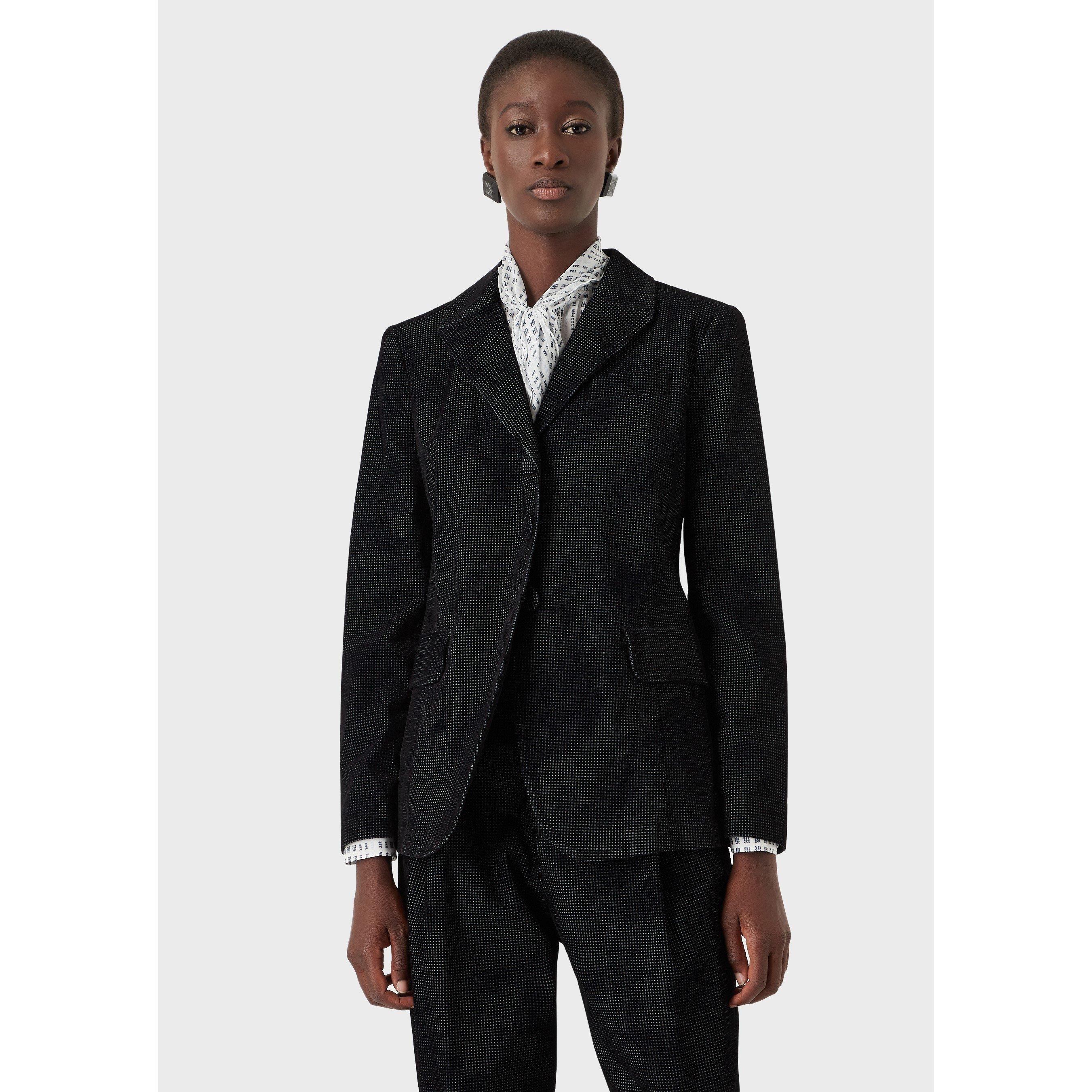 Emporio Armani Women's Structured Blazer - Check Blue - 6 (2XS)
