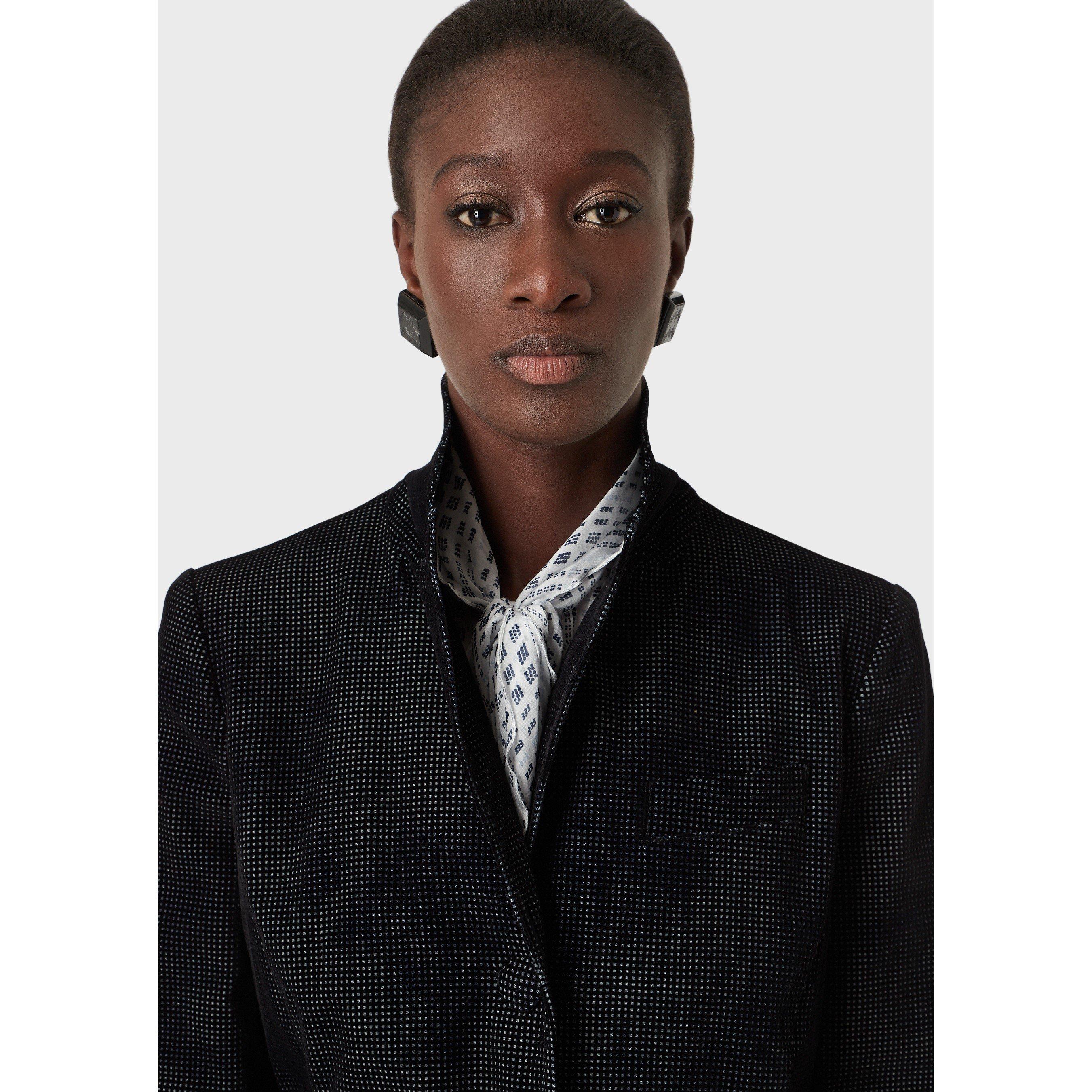 Check Blue - Emporio Armani - Women's Structured Blazer - 4