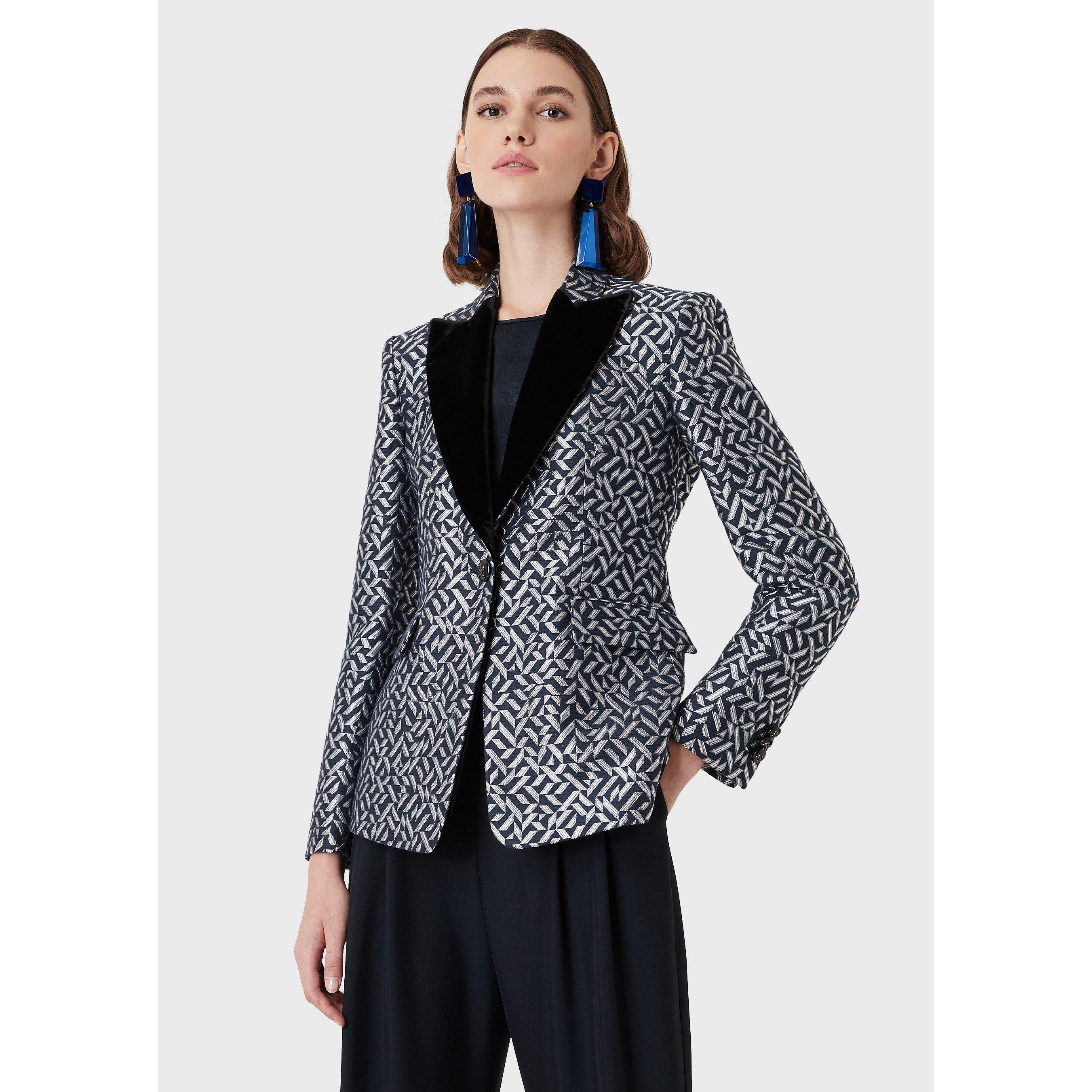Emporio Armani Women's Structured Tailored Blazer - Blk/Wht Mlti - 6 (2XS)