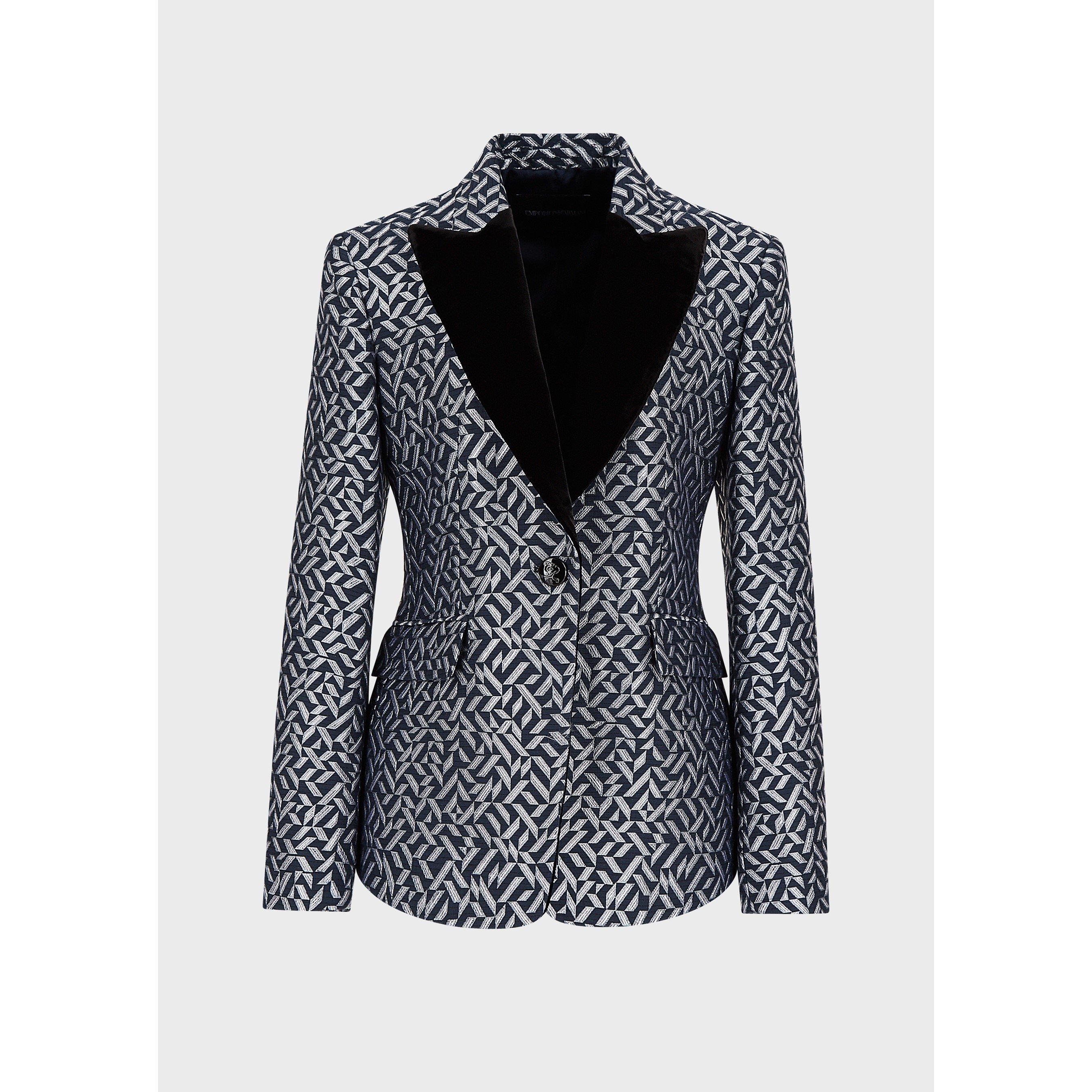 Blk/Wht Mlti - Emporio Armani - Women's Structured Tailored Blazer - 6