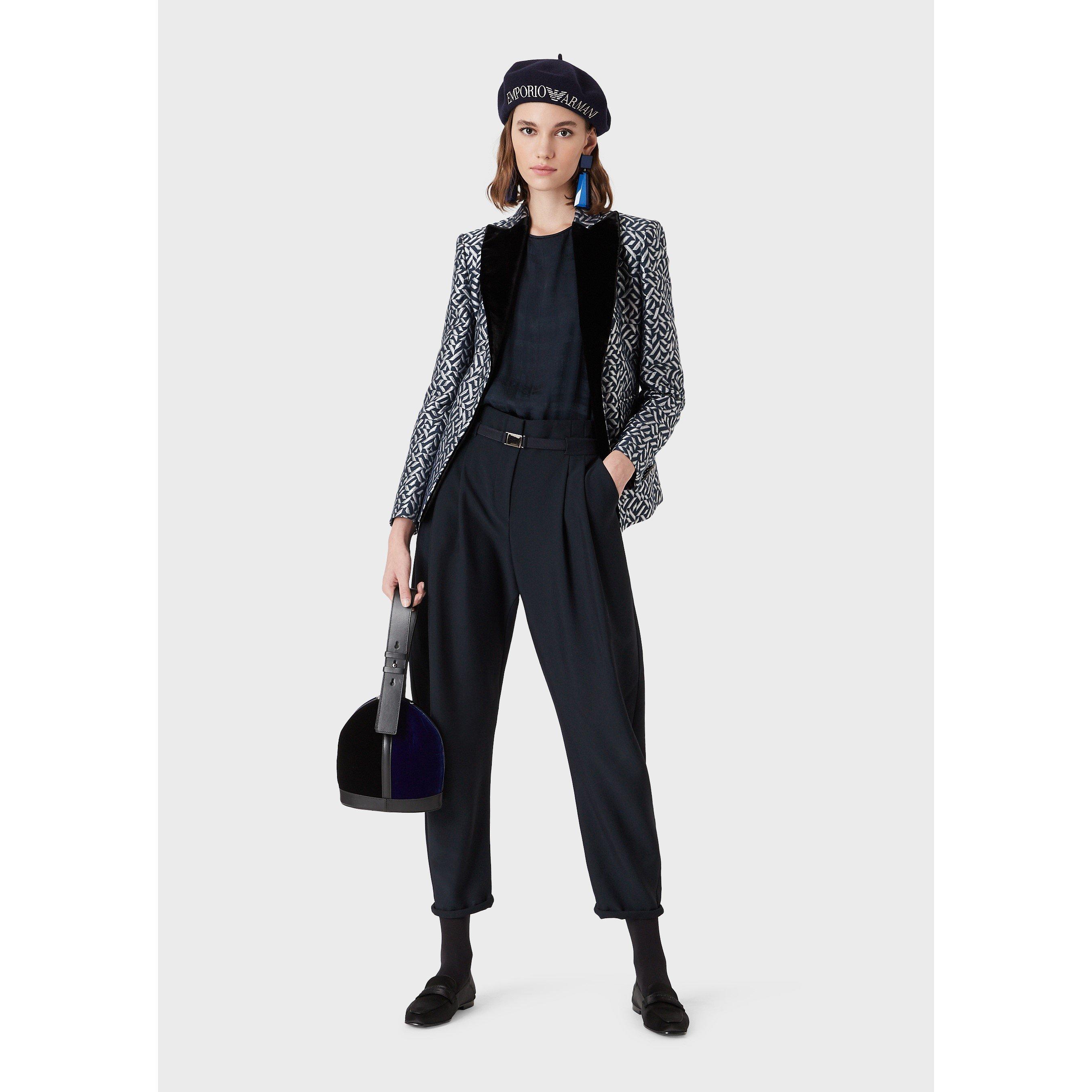 Blk/Wht Mlti - Emporio Armani - Women's Structured Tailored Blazer - 4