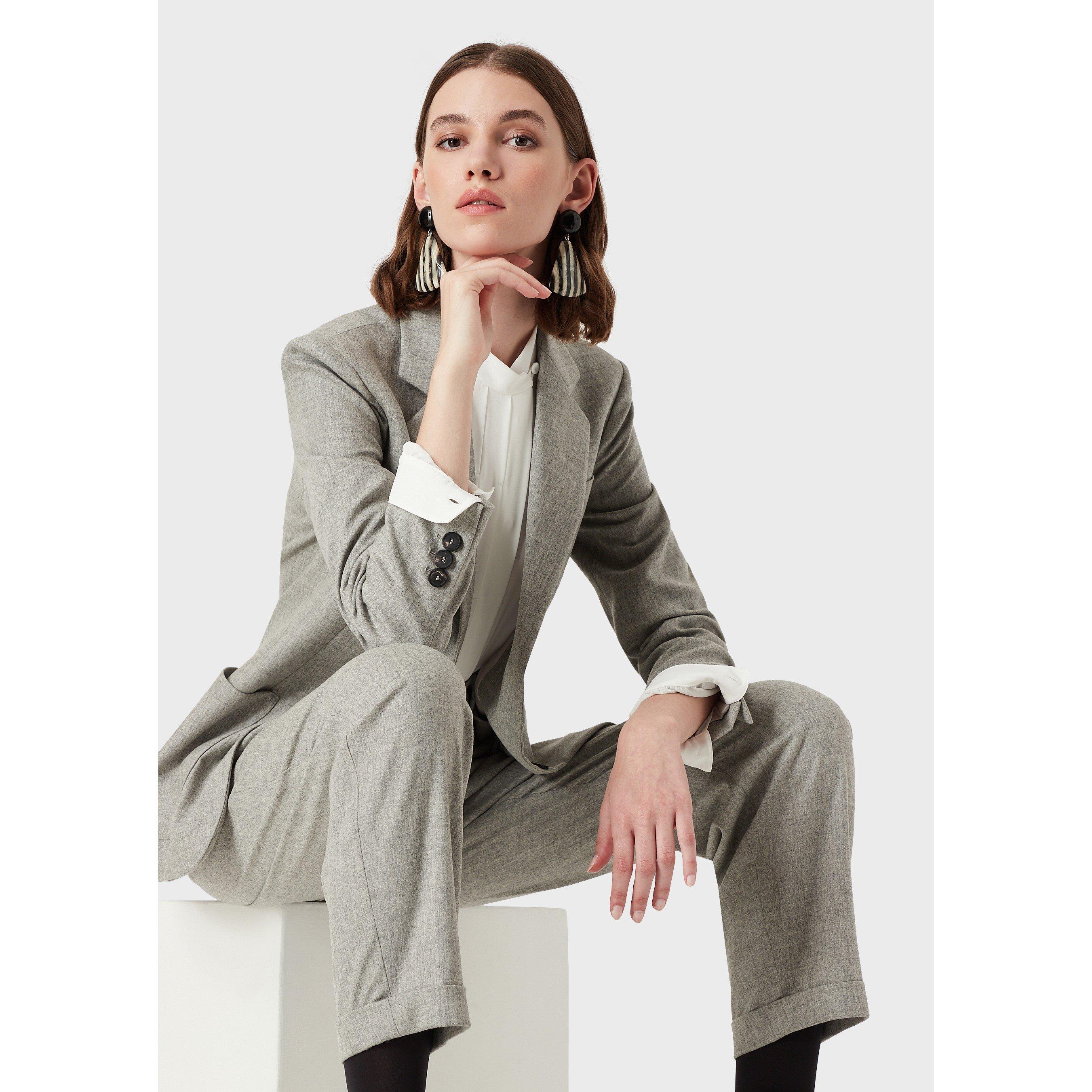 Grey - Emporio Armani - Women's Tailored Textured Blazer - 2