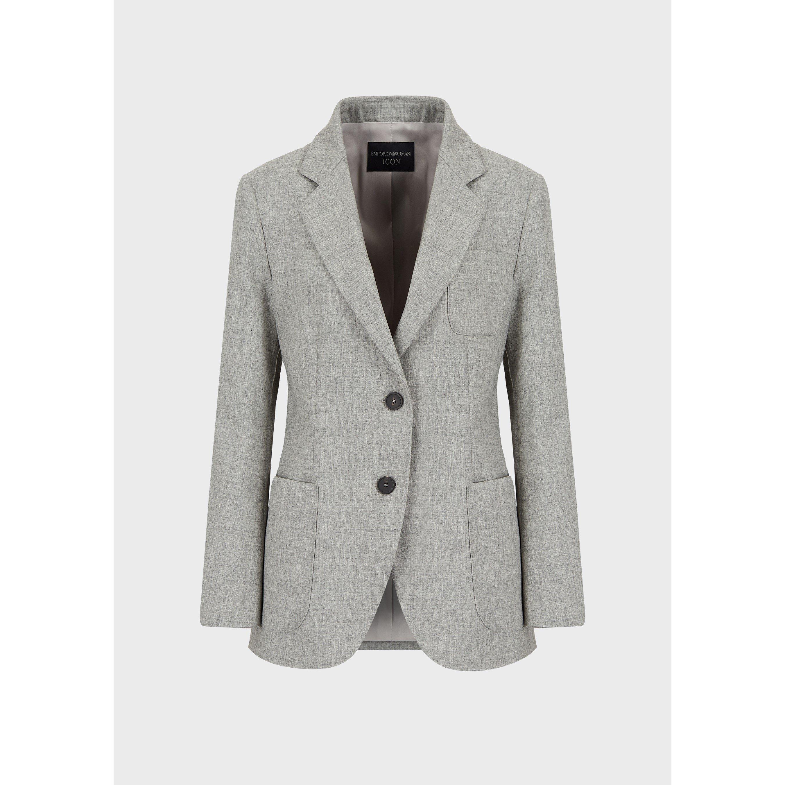 Grey - Emporio Armani - Women's Tailored Textured Blazer - 6
