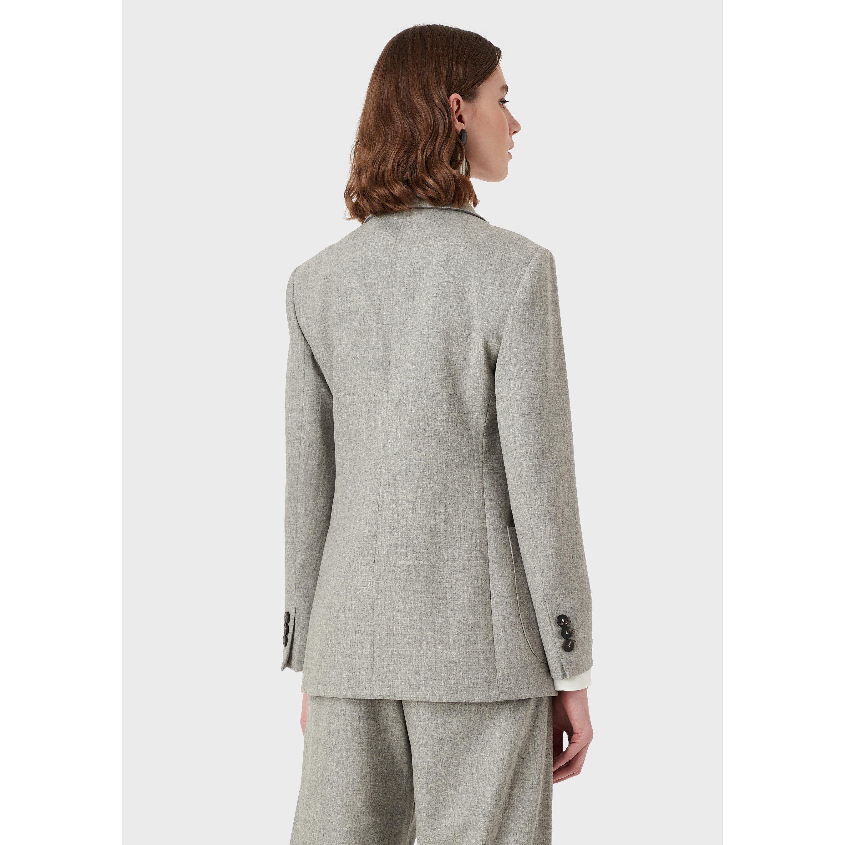Grey - Emporio Armani - Women's Tailored Textured Blazer - 3