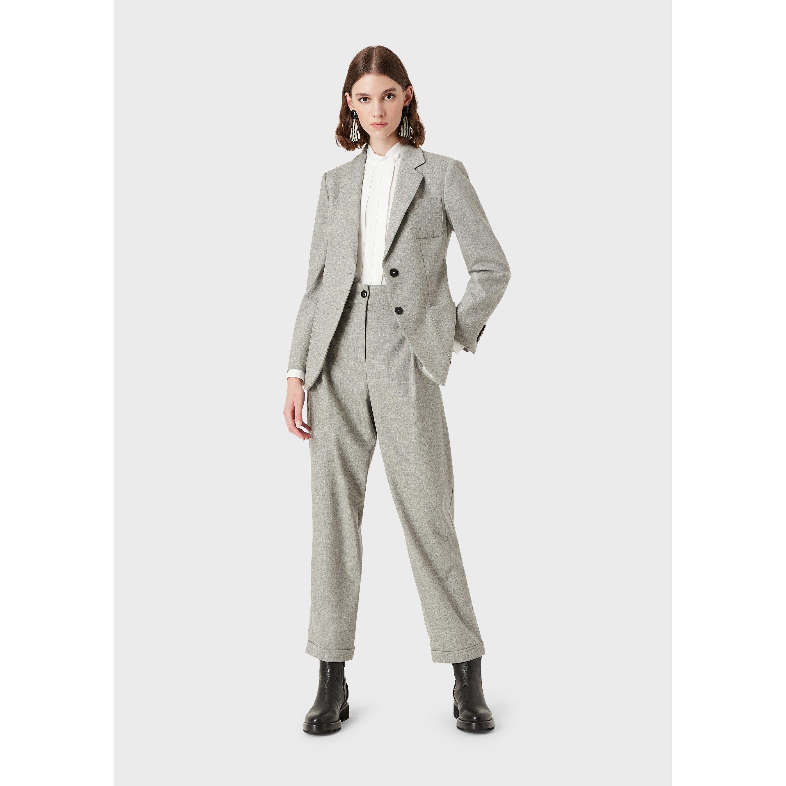 Grey - Emporio Armani - Women's Tailored Textured Blazer - 4
