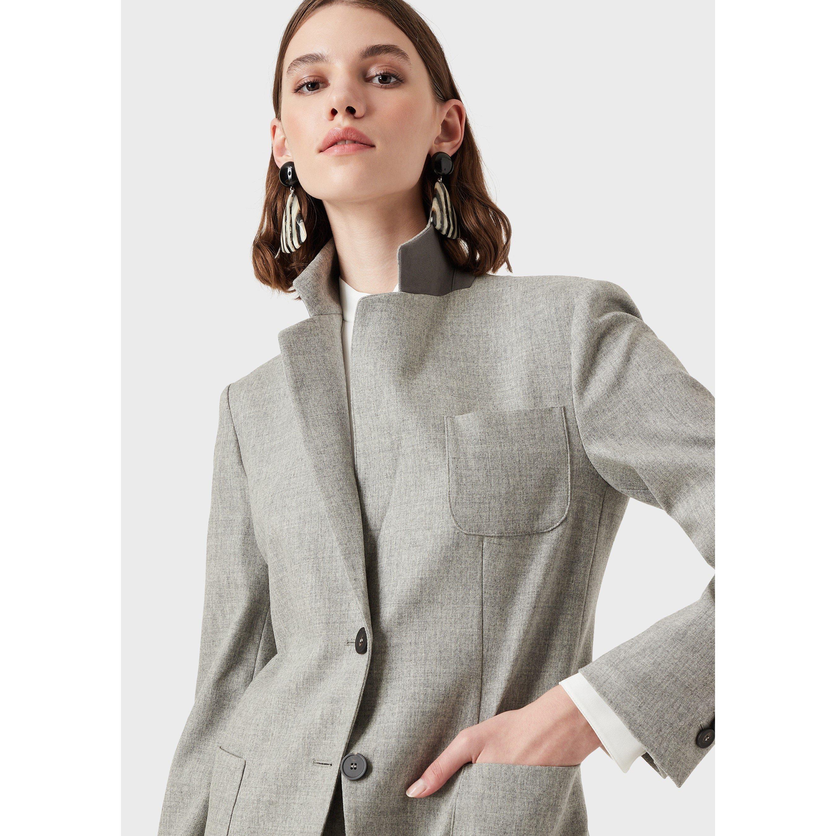 Grey - Emporio Armani - Women's Tailored Textured Blazer - 5