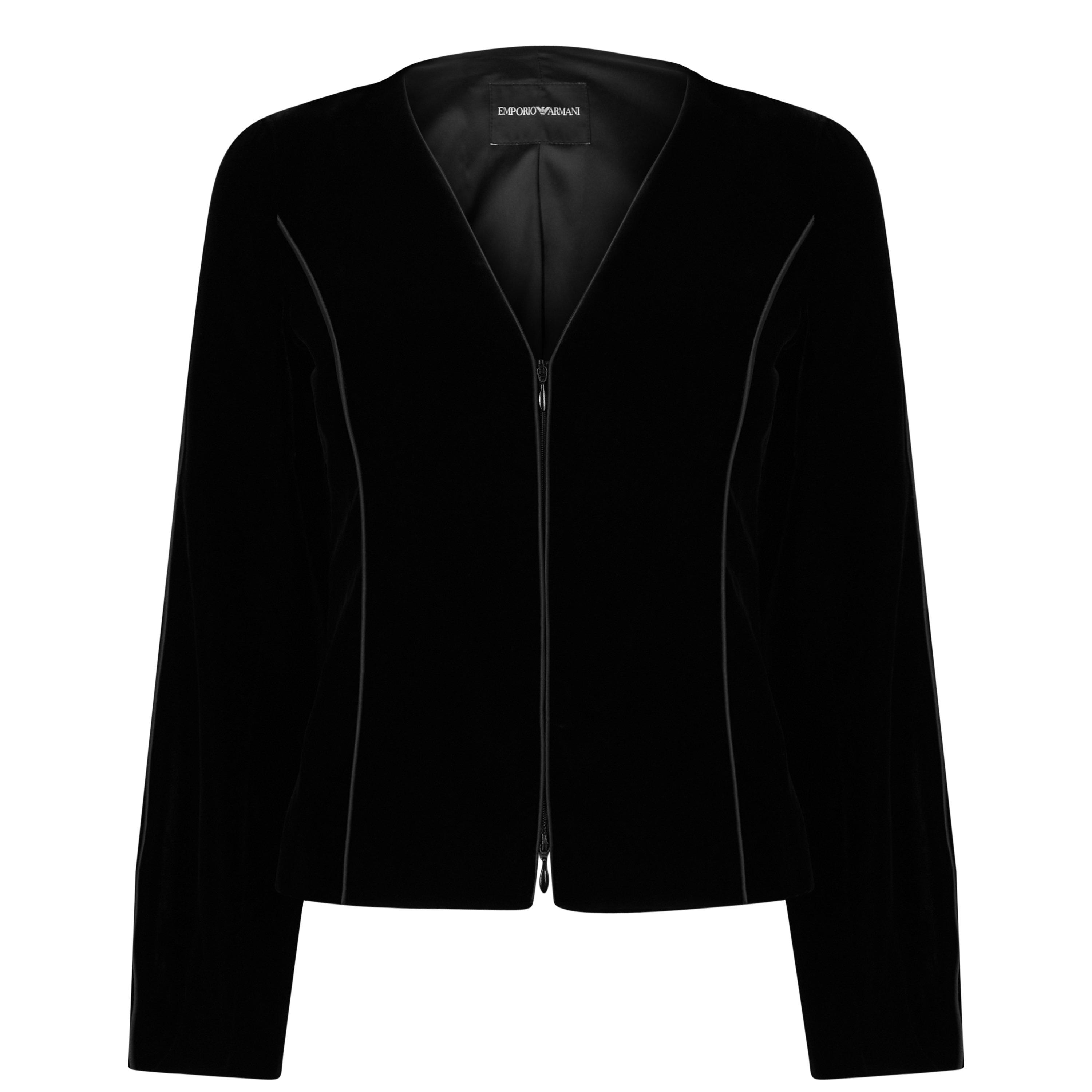Black - Emporio Armani - Women's V-Neck Zip Blazer - 1