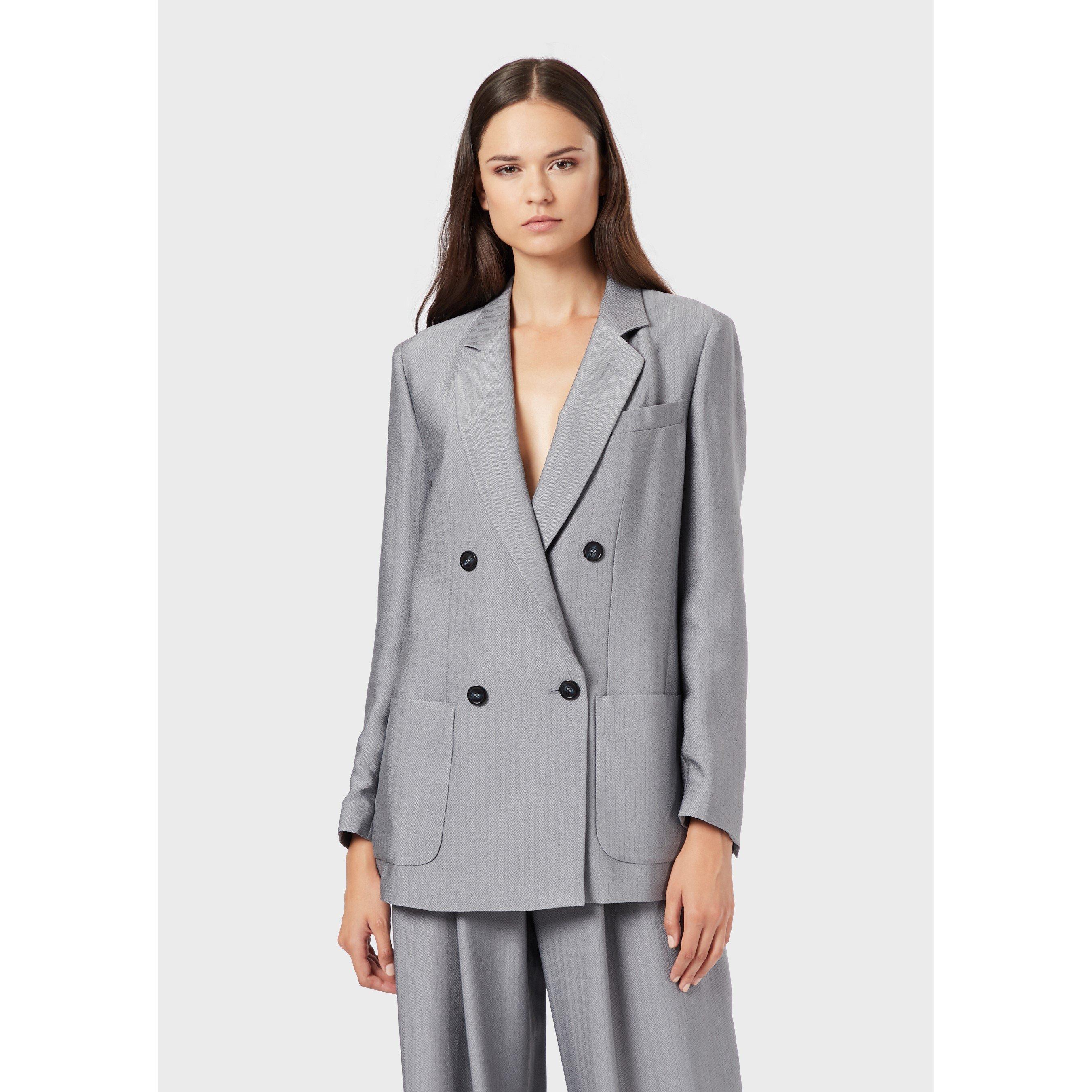 Grey Check - Emporio Armani - Women's  Tailored Fit Blazer - 1
