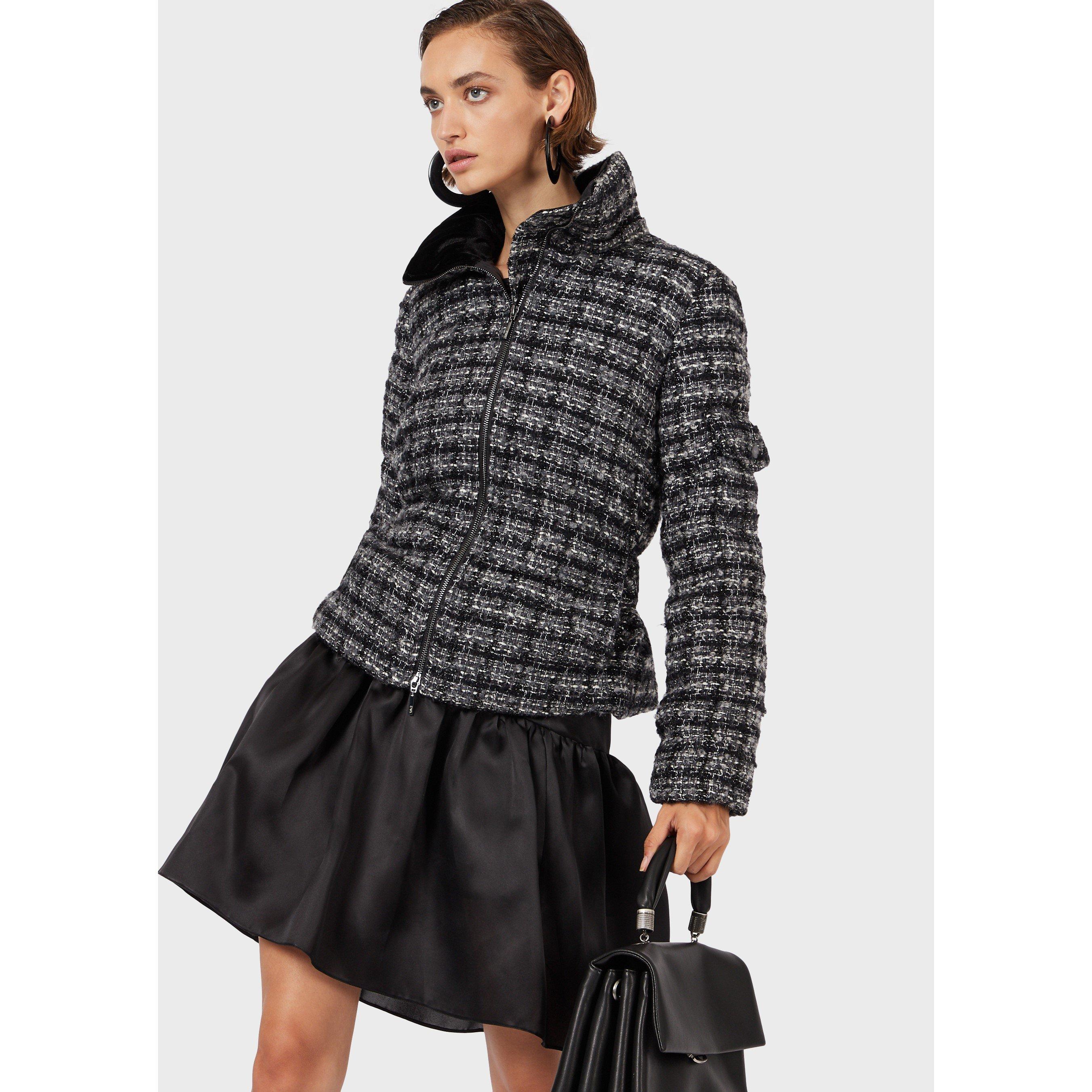 Grey Multi - Emporio Armani - Women's Belted Insulated Short Puffer Jacket - 2