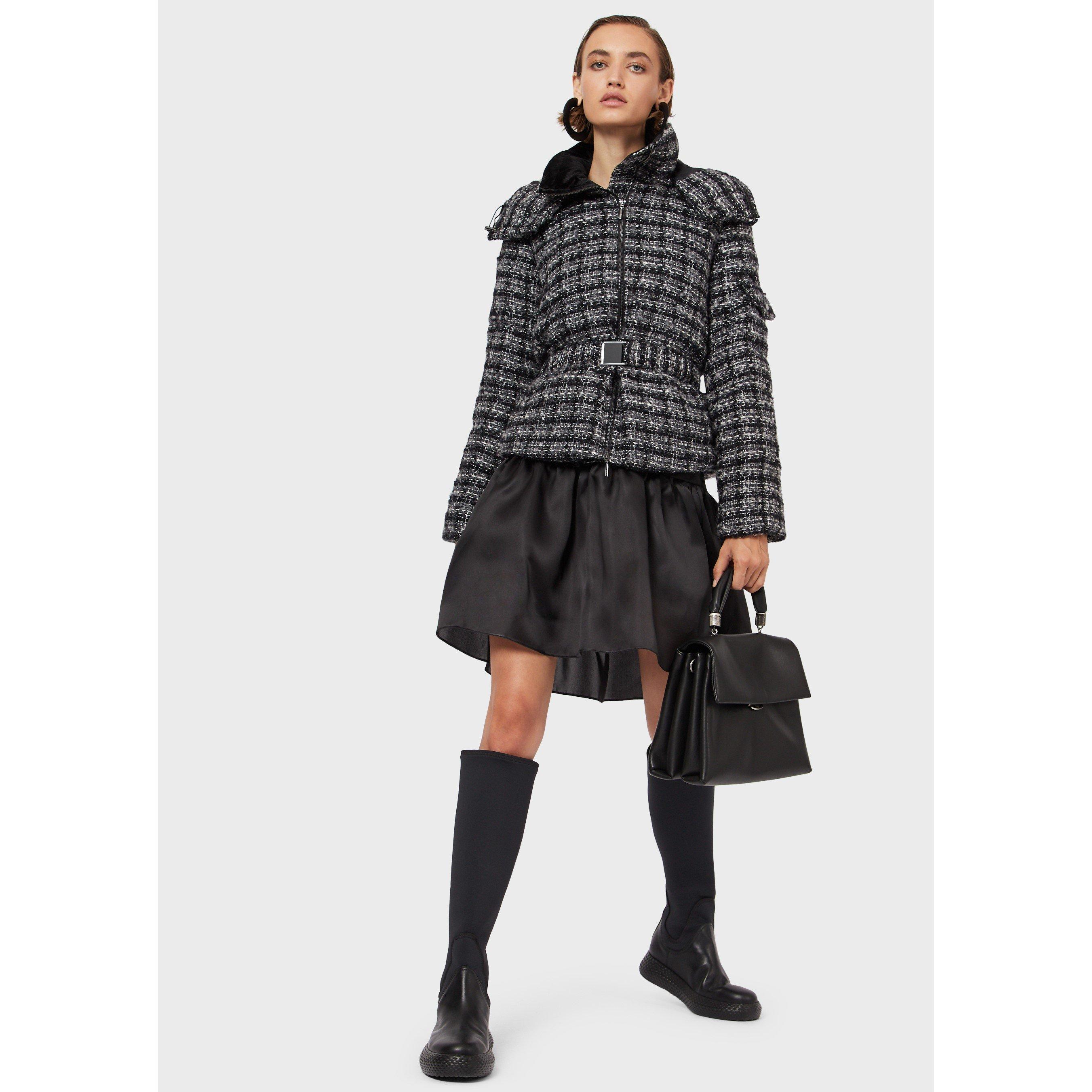 Grey Multi - Emporio Armani - Women's Belted Insulated Short Puffer Jacket - 4