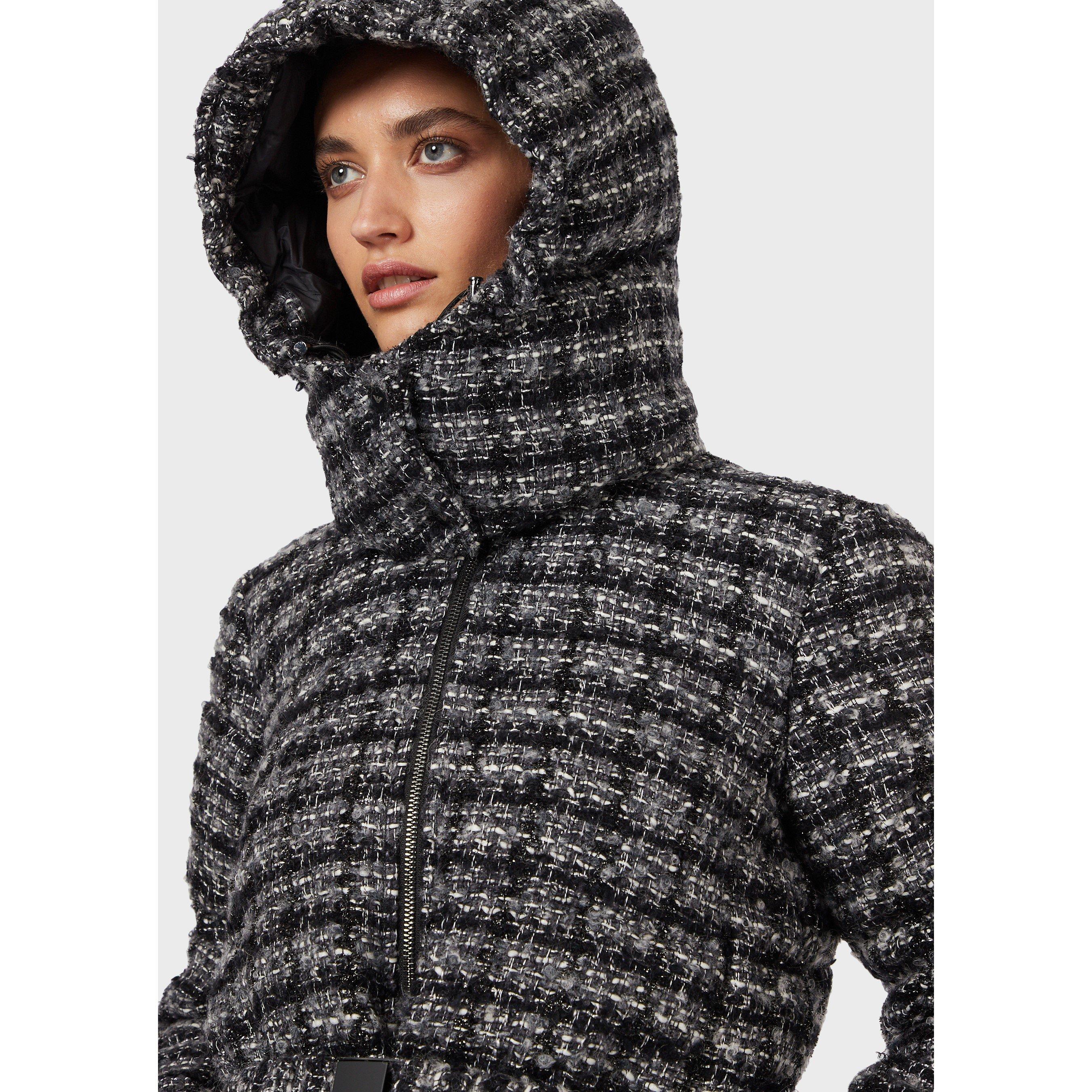 Grey Multi - Emporio Armani - Women's Belted Insulated Short Puffer Jacket - 5