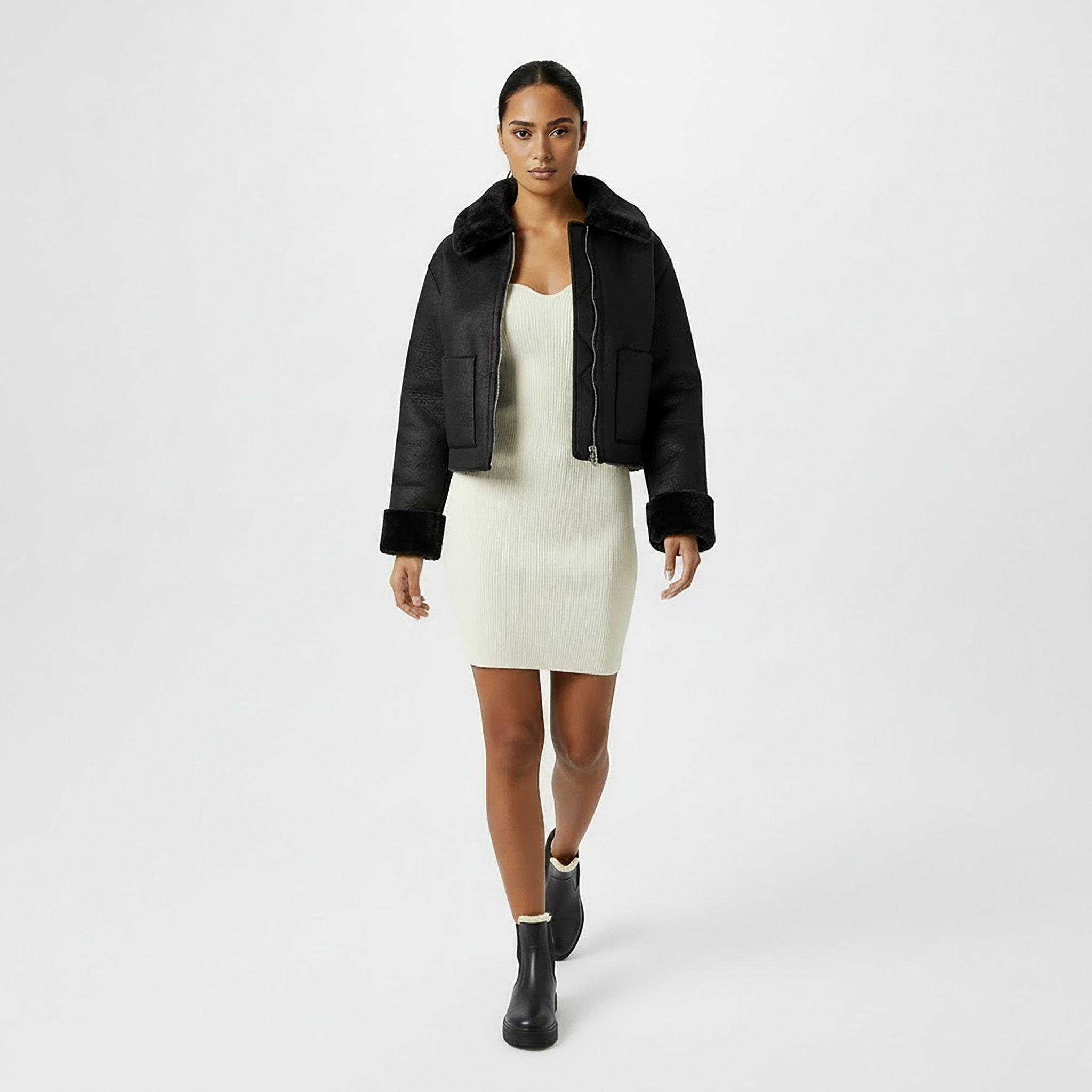 Black - Jack Wills - Women's Reverse Structured Shearling Jacket - 5