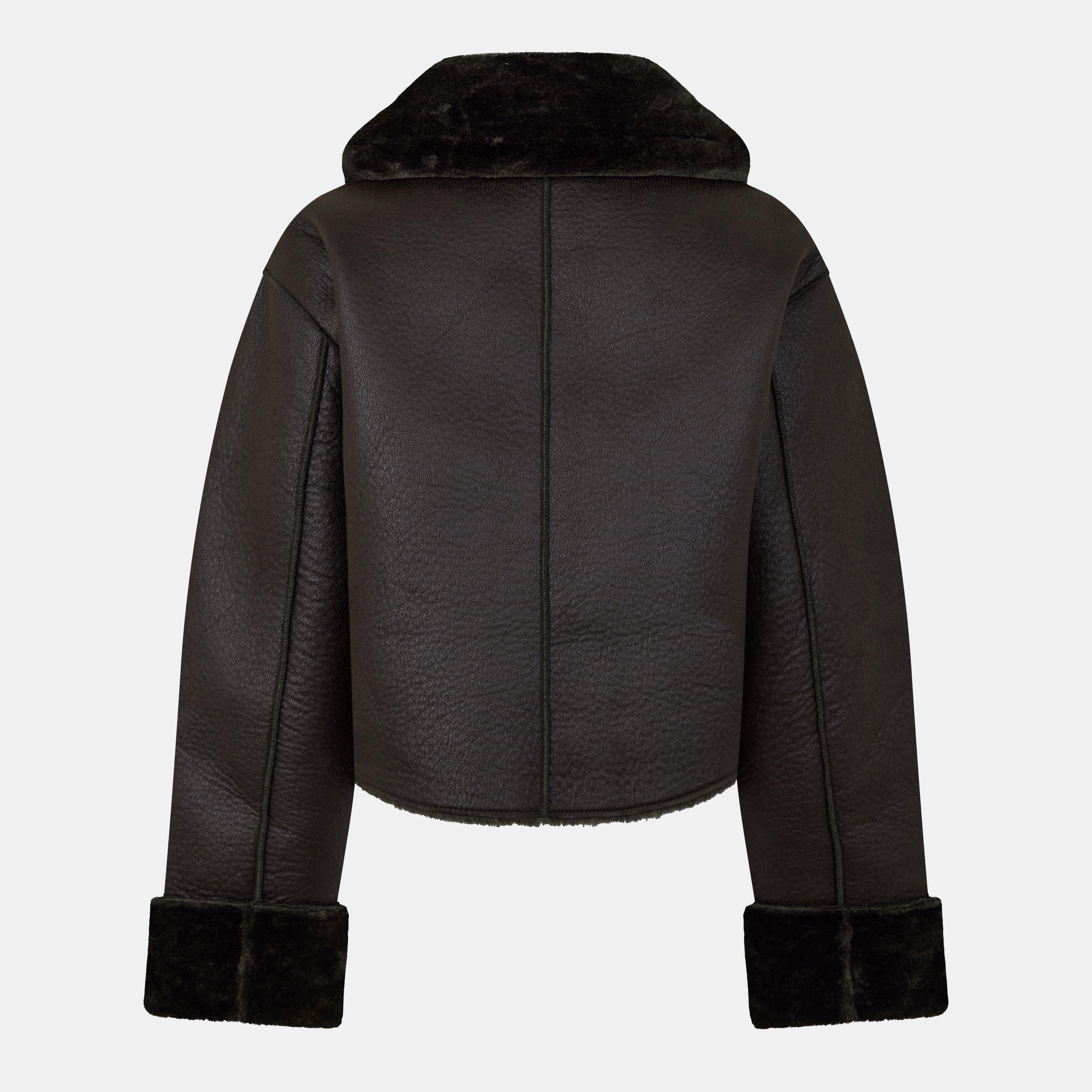 Khaki - Jack Wills - Women's Reverse Structured Shearling Jacket - 2