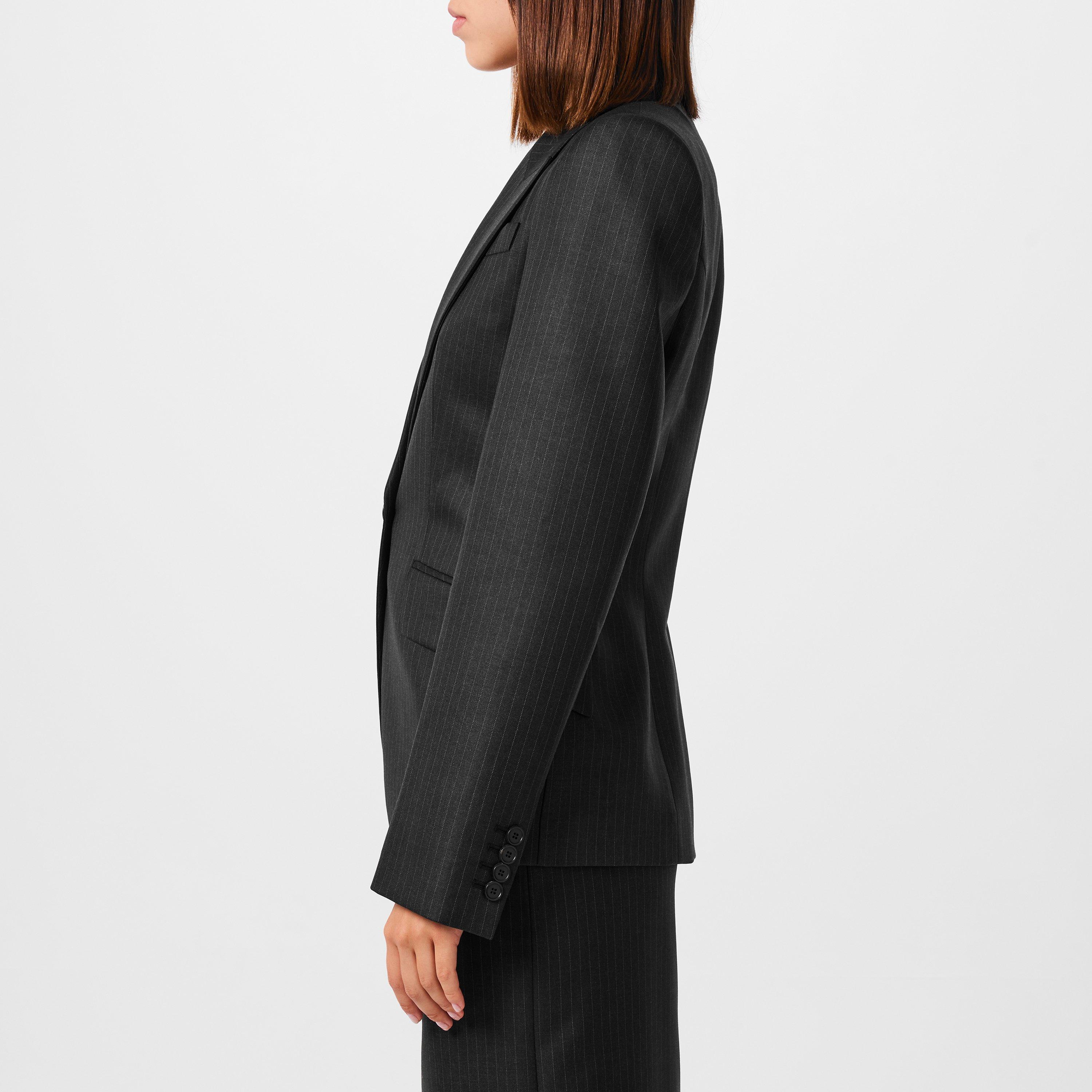 GREY - Alexander McQueen - Women's Pinstripe Wool Long Sleeve Blazer - 2