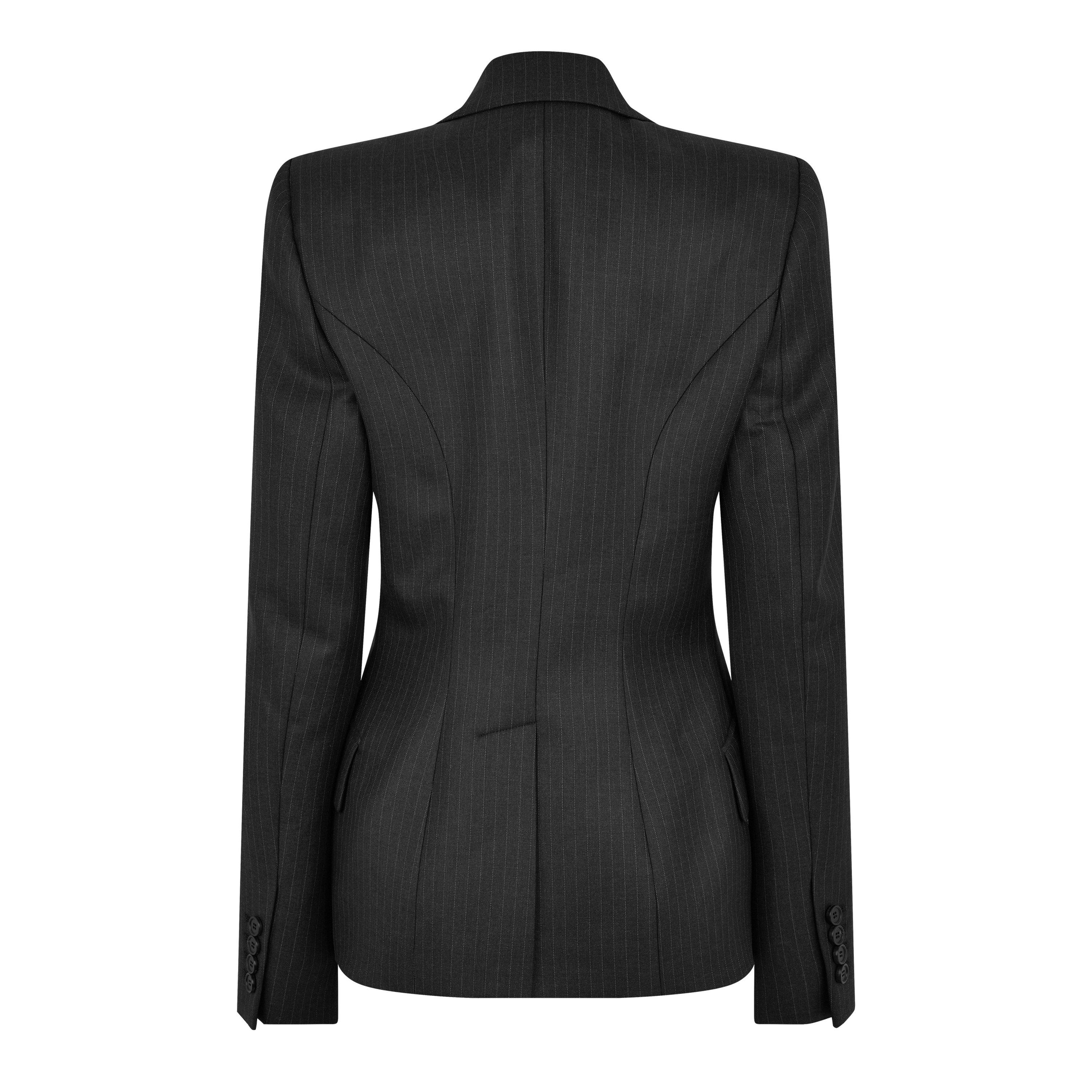 GREY - Alexander McQueen - Women's Pinstripe Wool Long Sleeve Blazer - 6