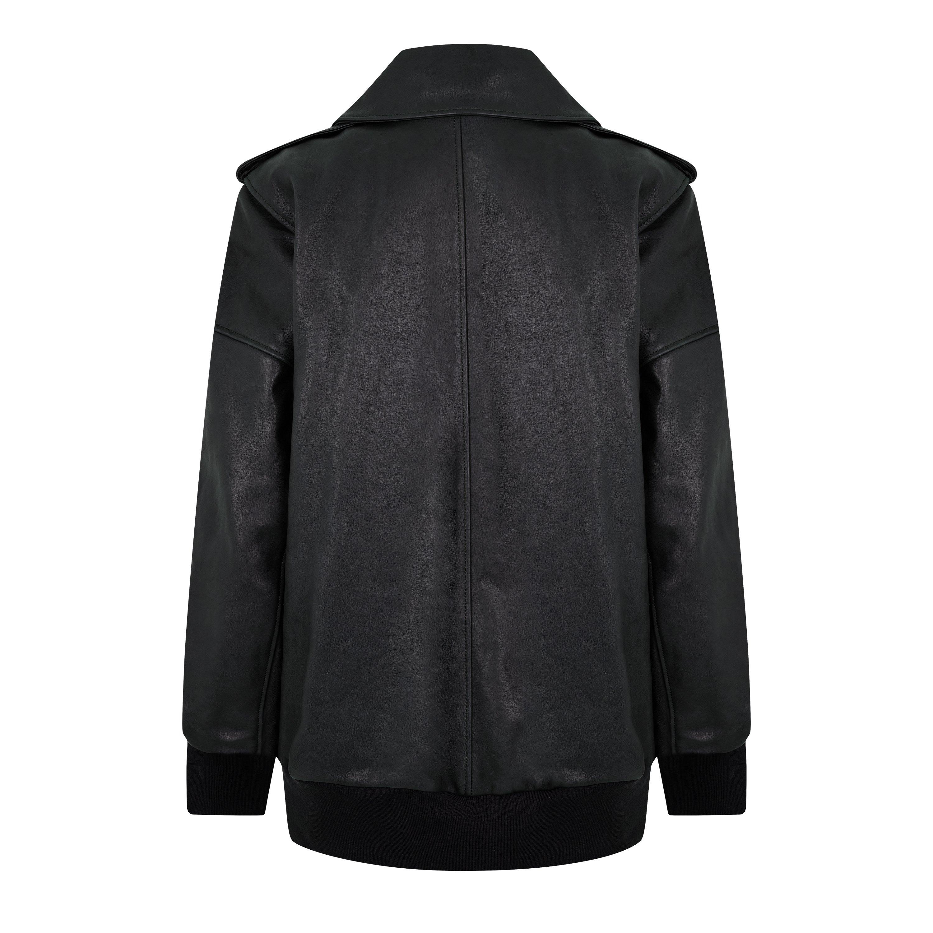 GREEN - Alexander McQueen - Women's Aviator Bomber Leather Long Sleeve Oversized Fit Jacket - 6