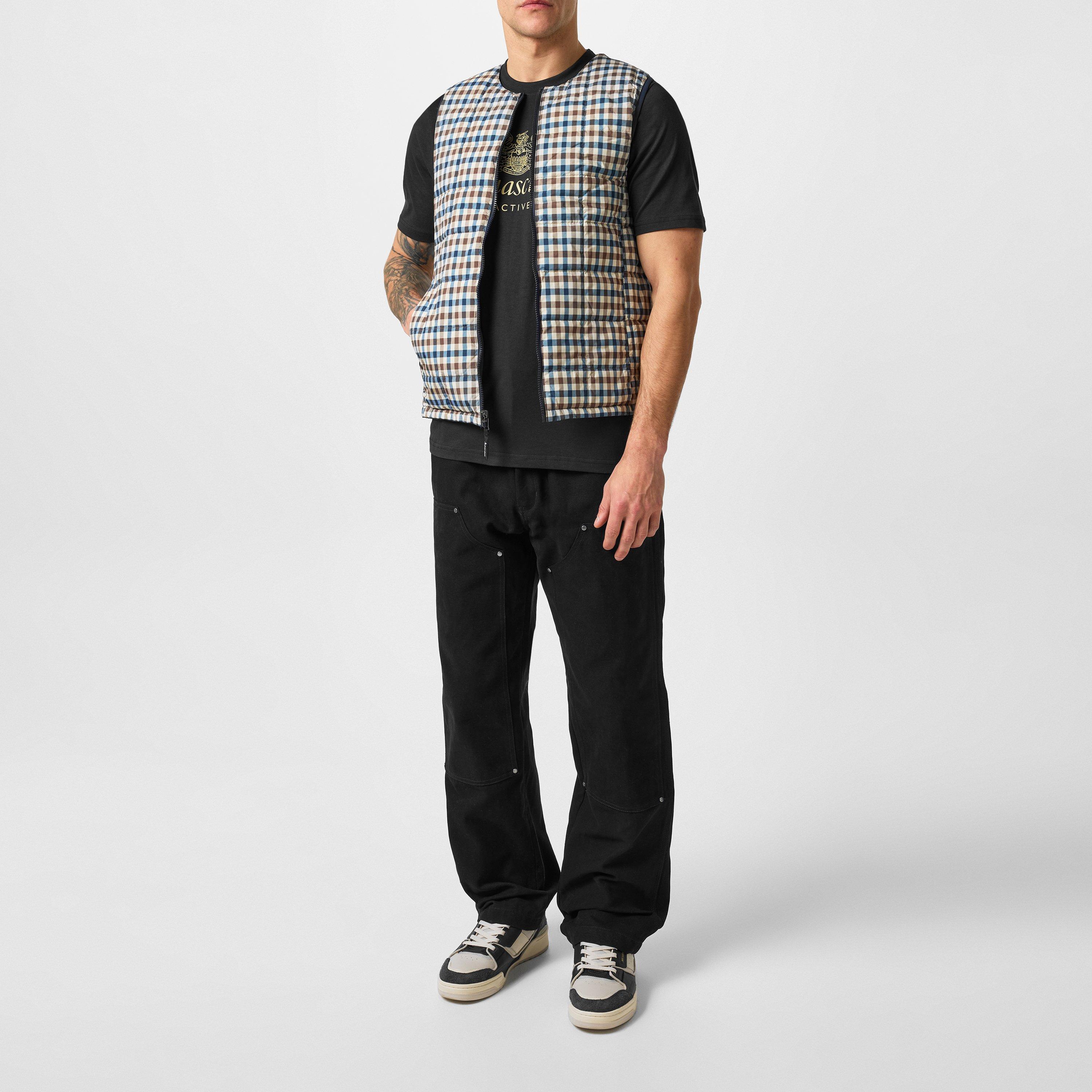 Navy/Check - Aquascutum - Men's Reversible Check Sleeveless Gilet - 5