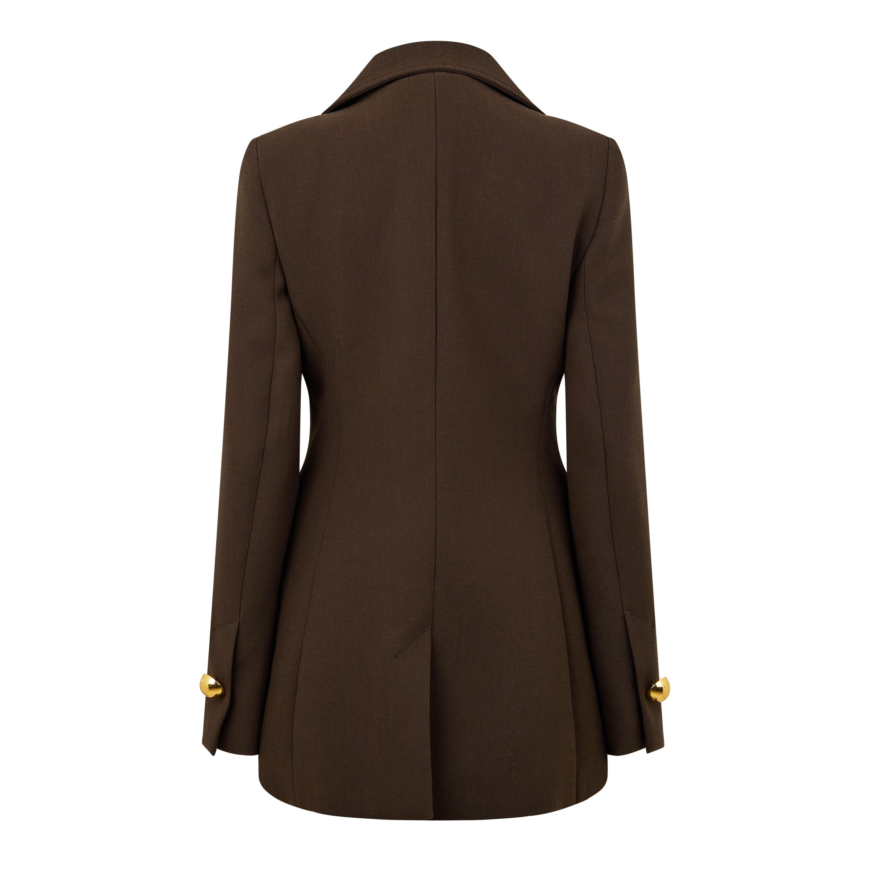 Dark Coffee 221 - Ami Paris - Women's Three Buttons Wool Long Sleeve Blazer - 6