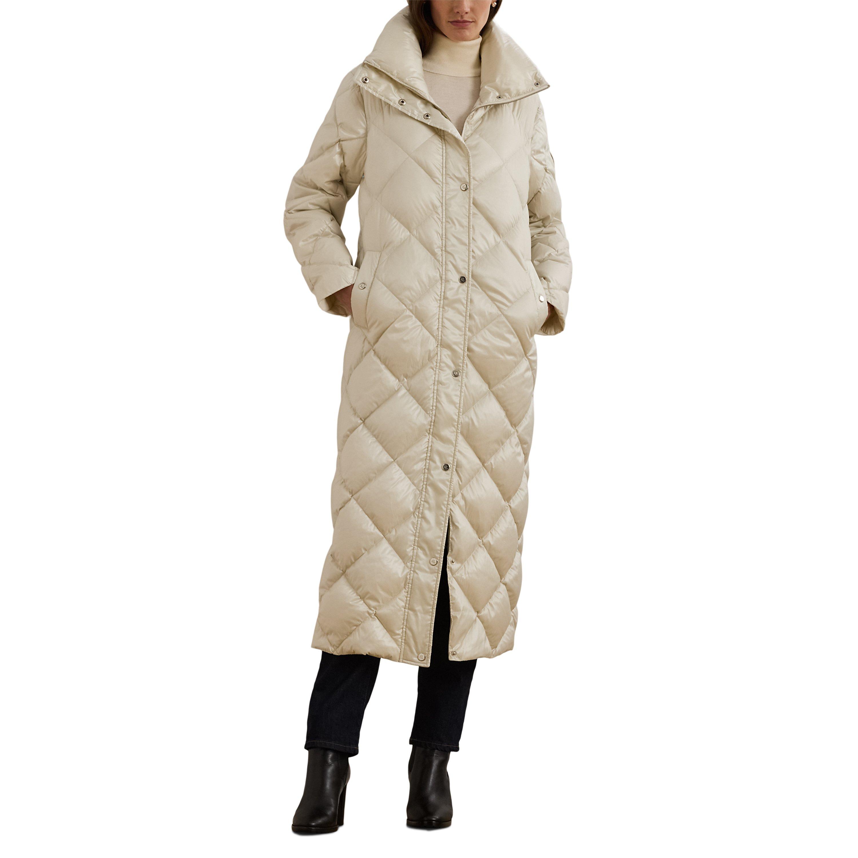 Cream - Lauren by Ralph Lauren - Women's Diamond Quilted Down Water Resistant Wind Resistant Duck Down Short Puffer Jacket - 2