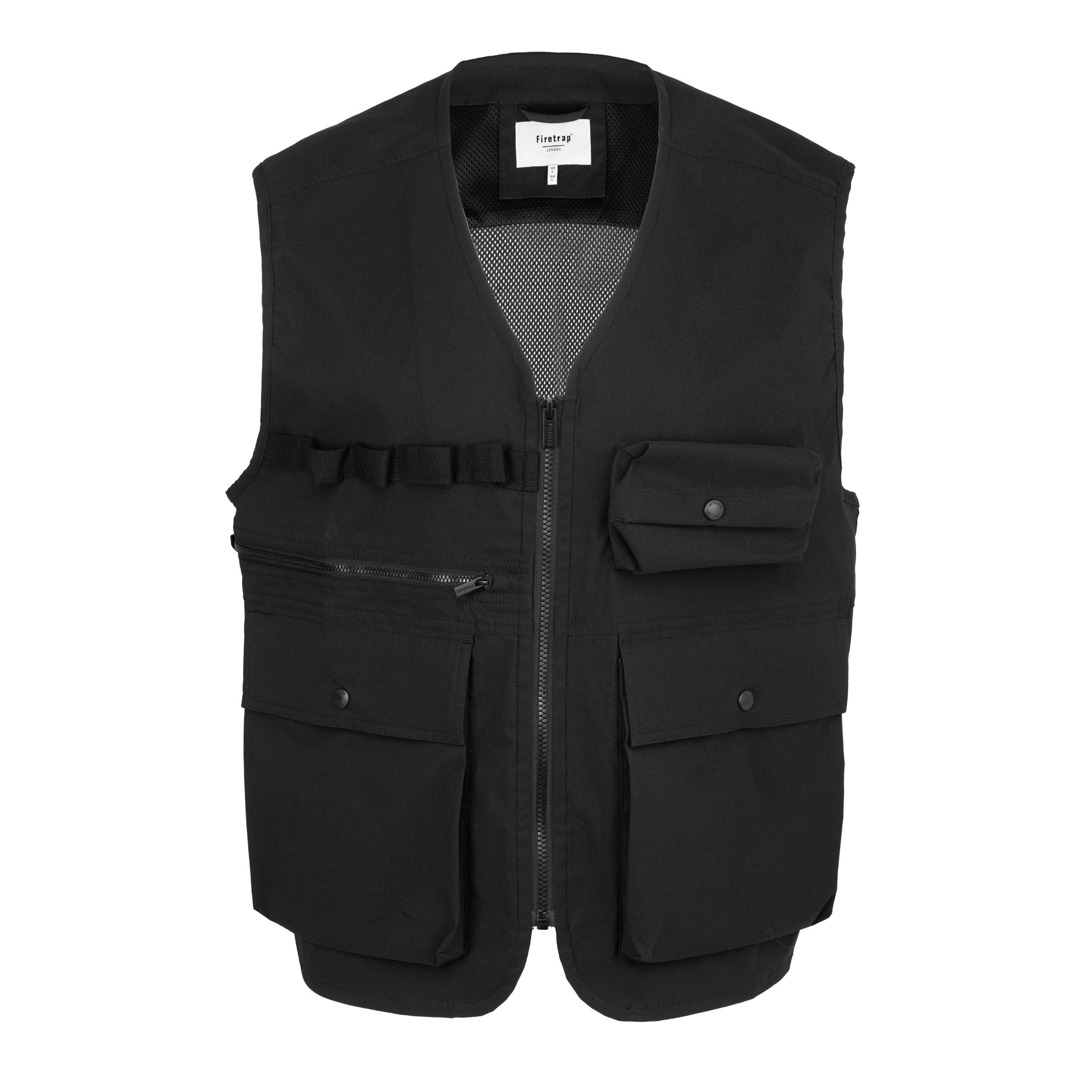 Noir - Firetrap - Fishing Quick-Dry Sleeveless 3 Pockets Gilet - 1