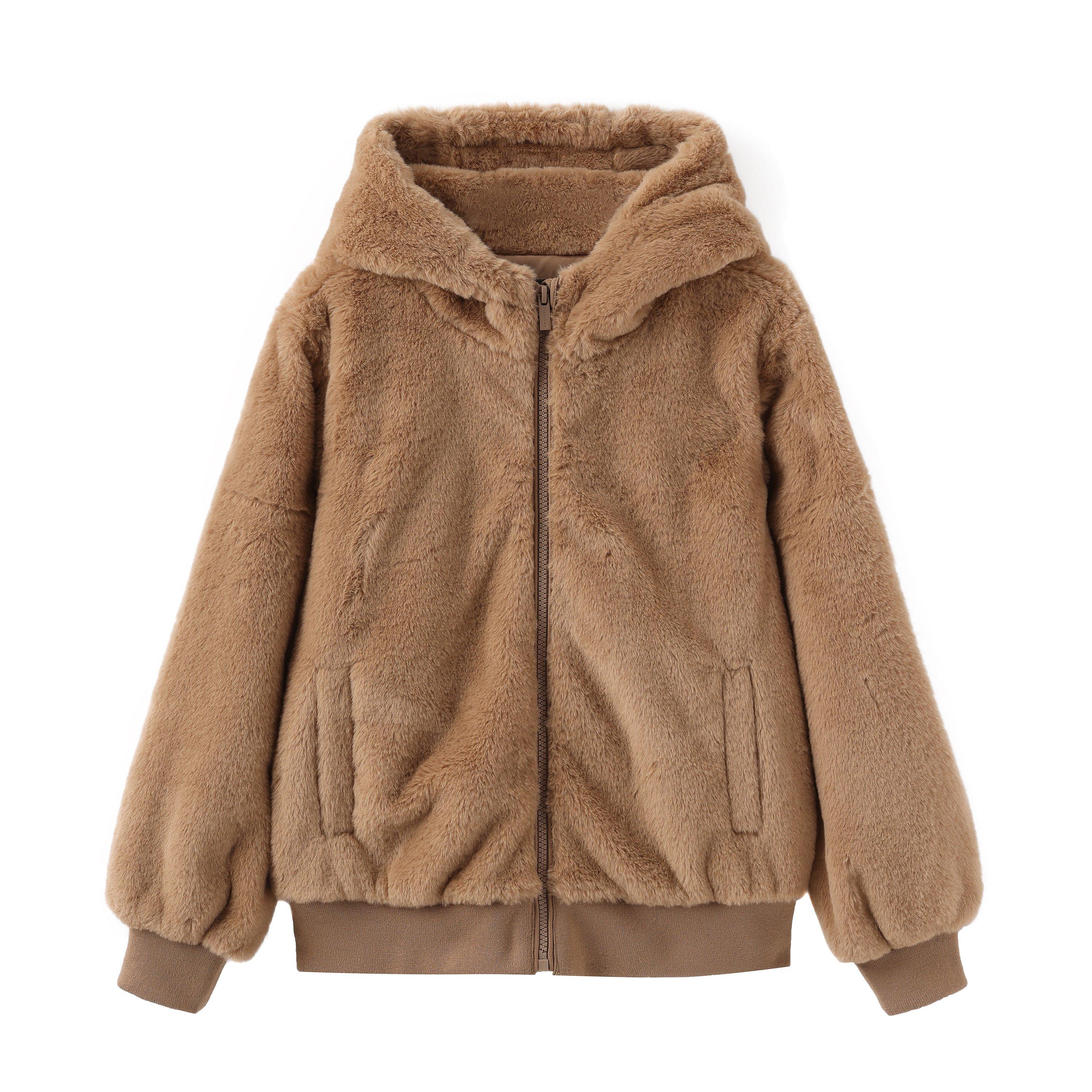 Braun - Firetrap - Kids' Short Plush Long Sleeve Shearling Jacket - 1