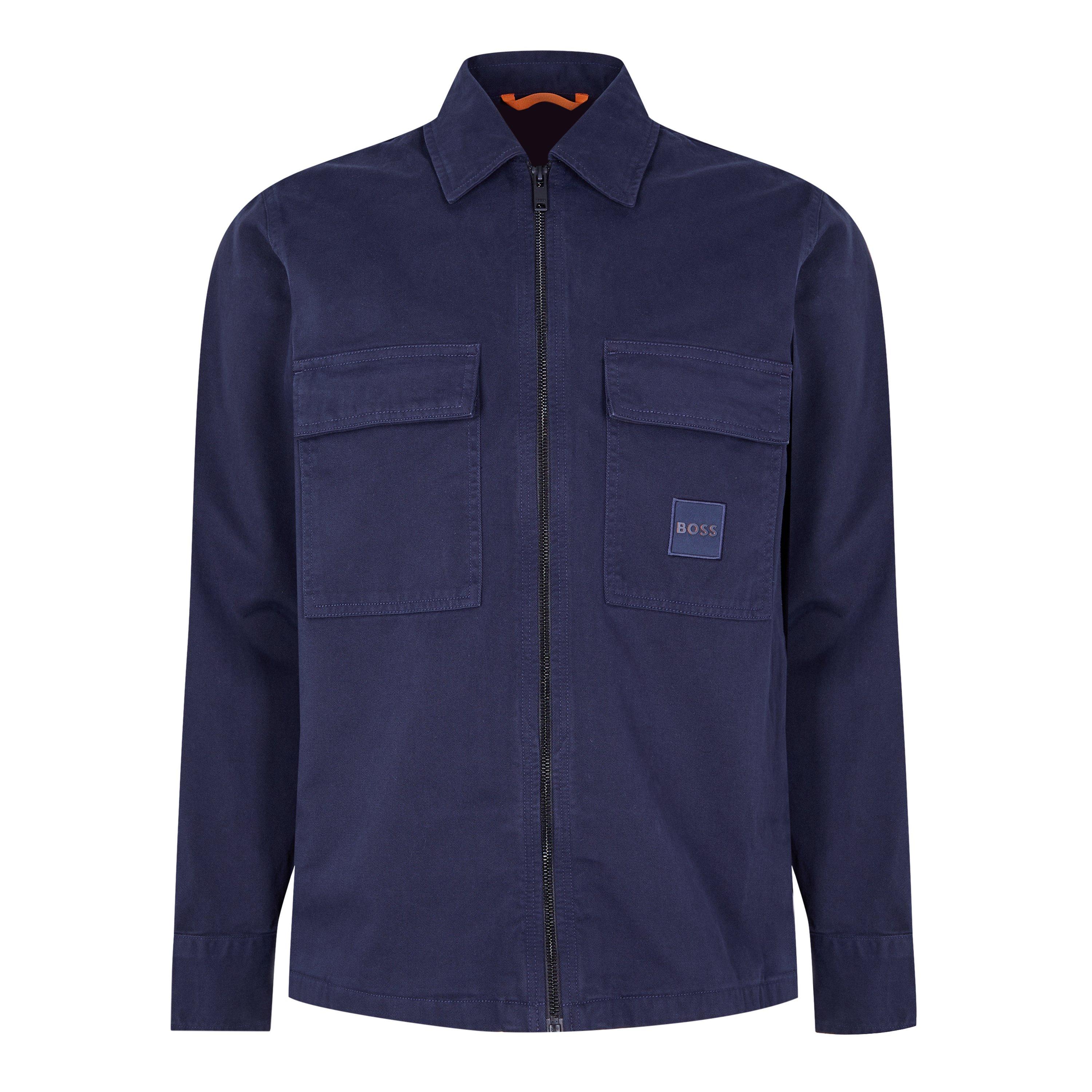 Boss Men's Lovel-Zip 15 M Orange Zip Overshirt - Dark Blue 404 - S