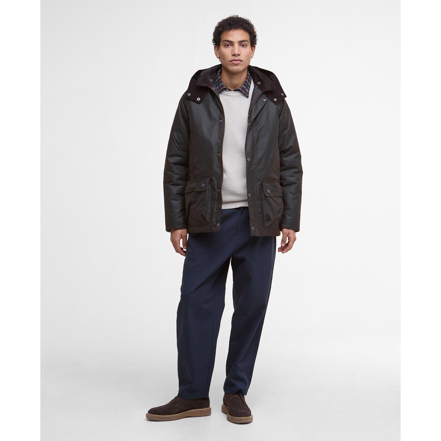 Dk Brown/Oak - Barbour - Men's Modern Beaufort Quilted Hooded Full Zip Wax Jacket - 8