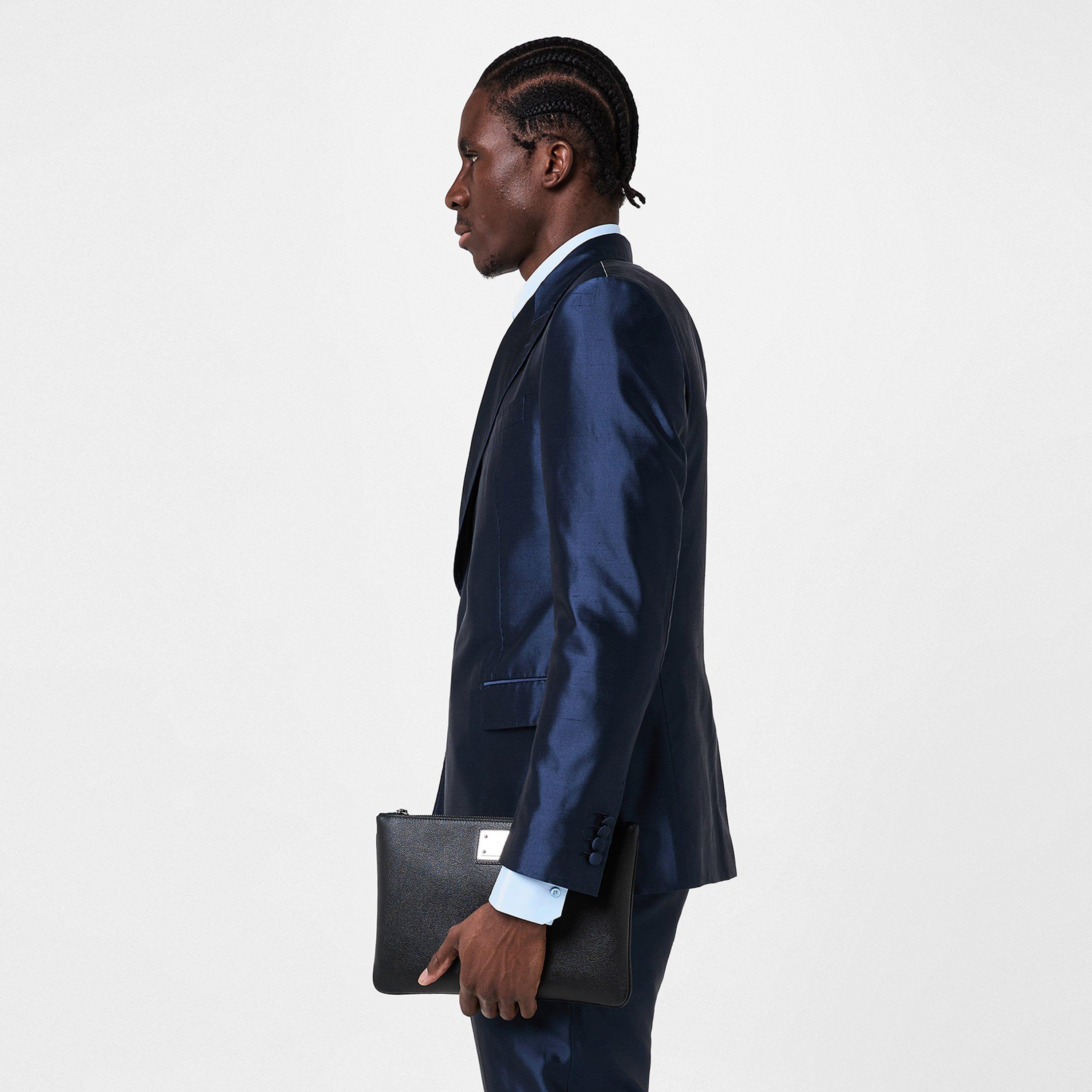 Blu Scurissimo - Dolce and Gabbana - Men's Double Breasted Silk Long Sleeve Blazer - 3