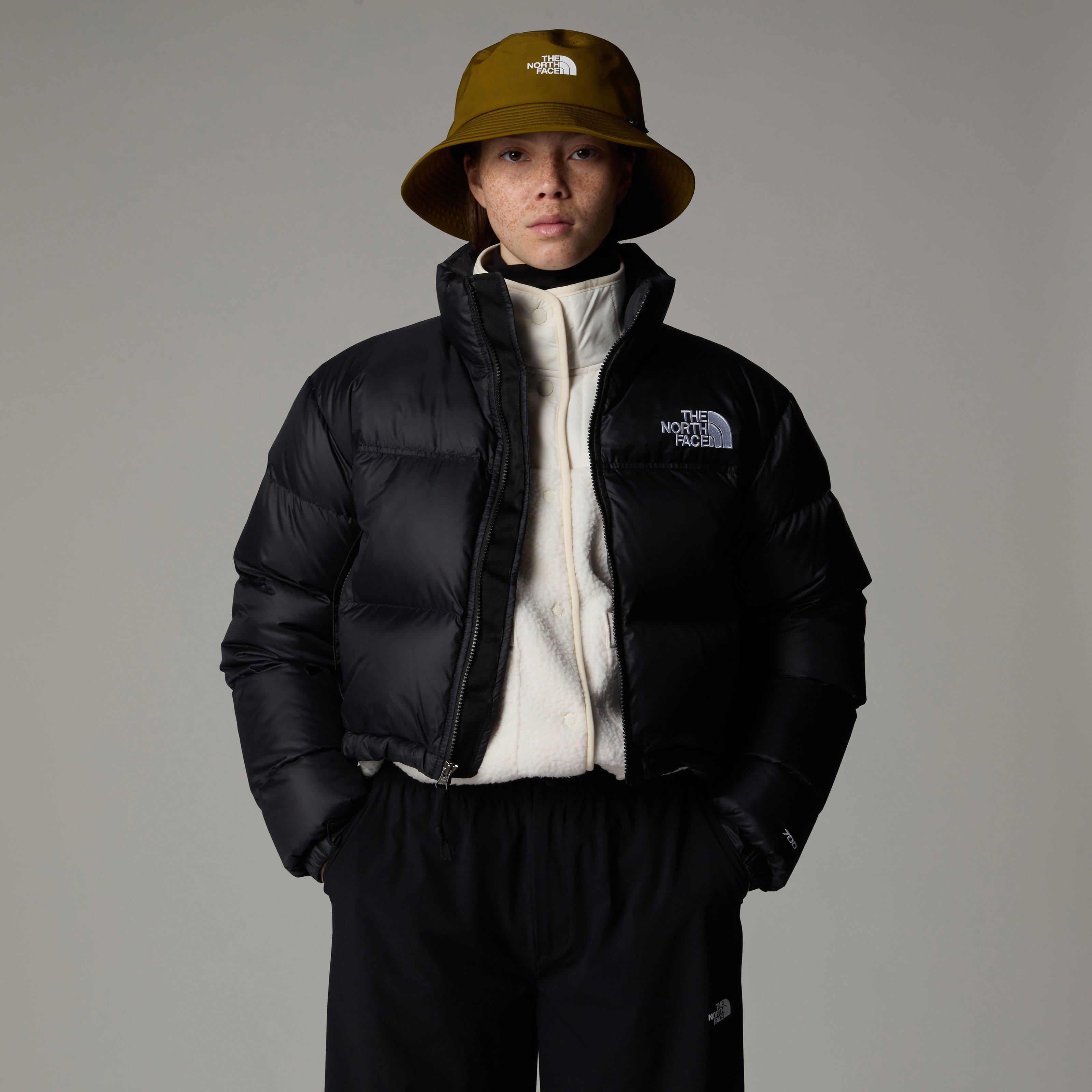 Black - The North Face - Women's 1996 Retro Nuptse Water Resistant Goose Down Cropped Oversized Fit Short Puffer Jacket - 2