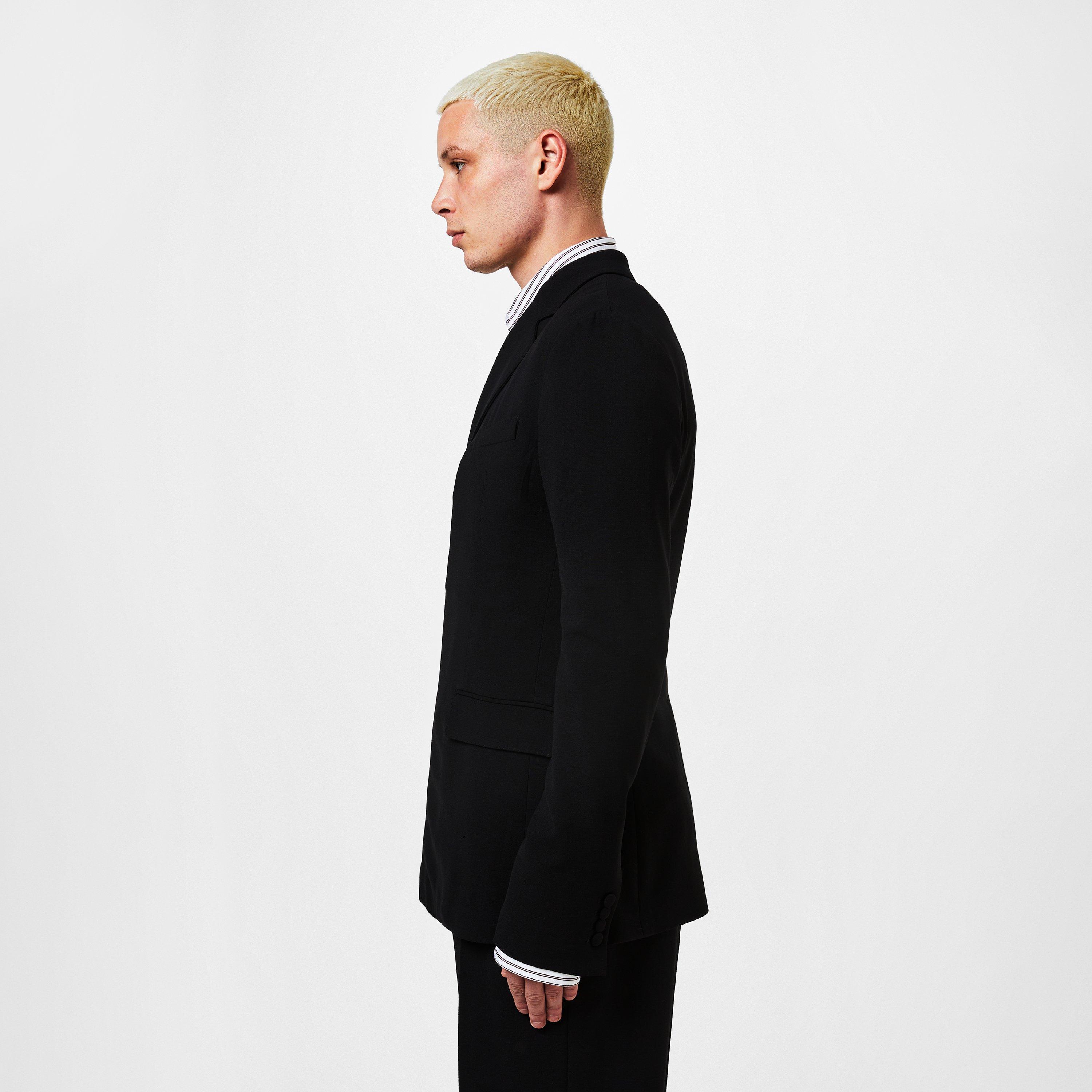 Black - Dolce and Gabbana - Men's Fitted Virgin Wool Long Sleeve Blazer - 2