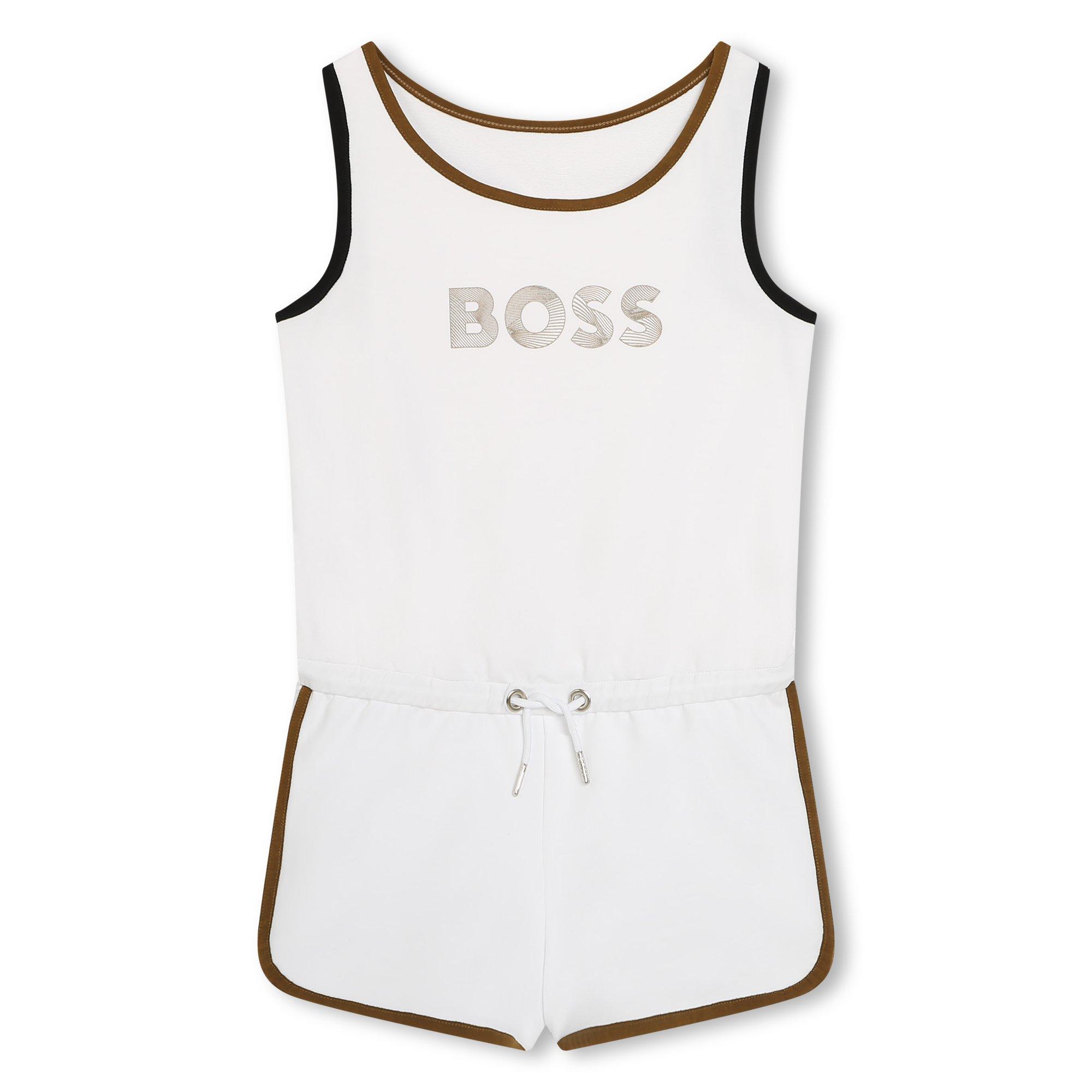 White 10P - Boss - Kids' Sleeveless Cotton Fleece Lined Playsuit - 1