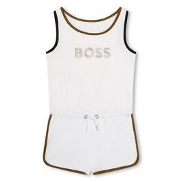 Boss Junior Logo Print Cotton Playsuit