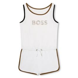 Boss Kids Logo-Print Cotton Playsuit