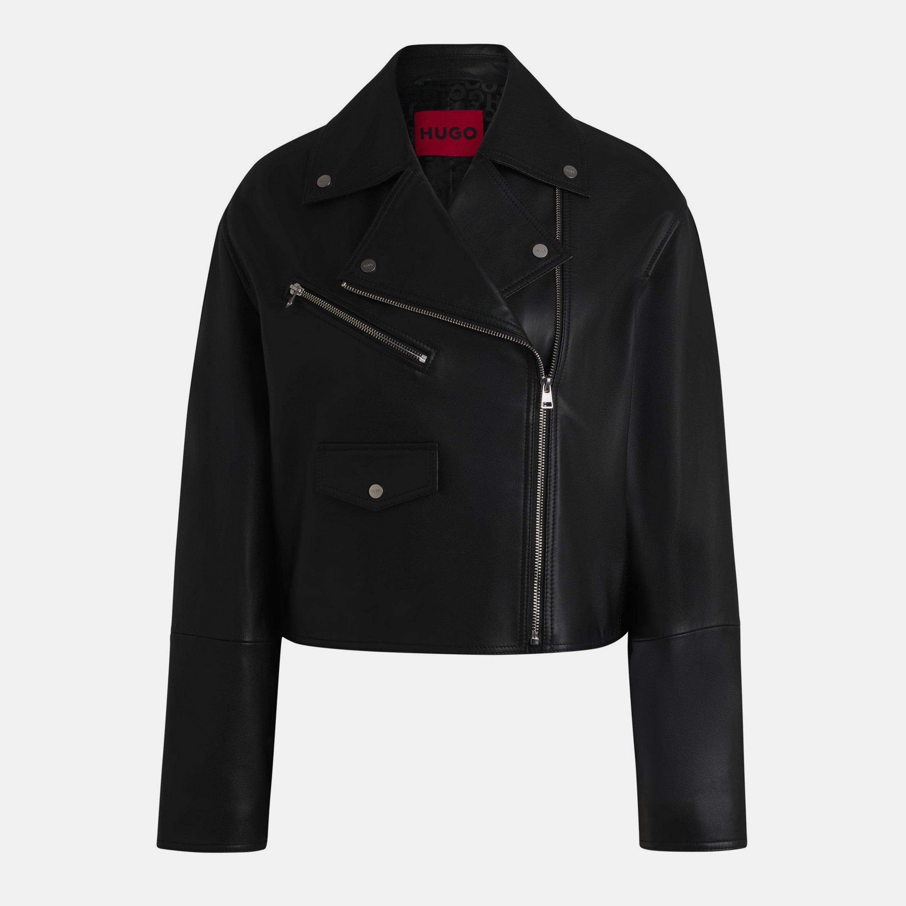 Black - Hugo - Women's Laridas Red Leather Jacket - 1