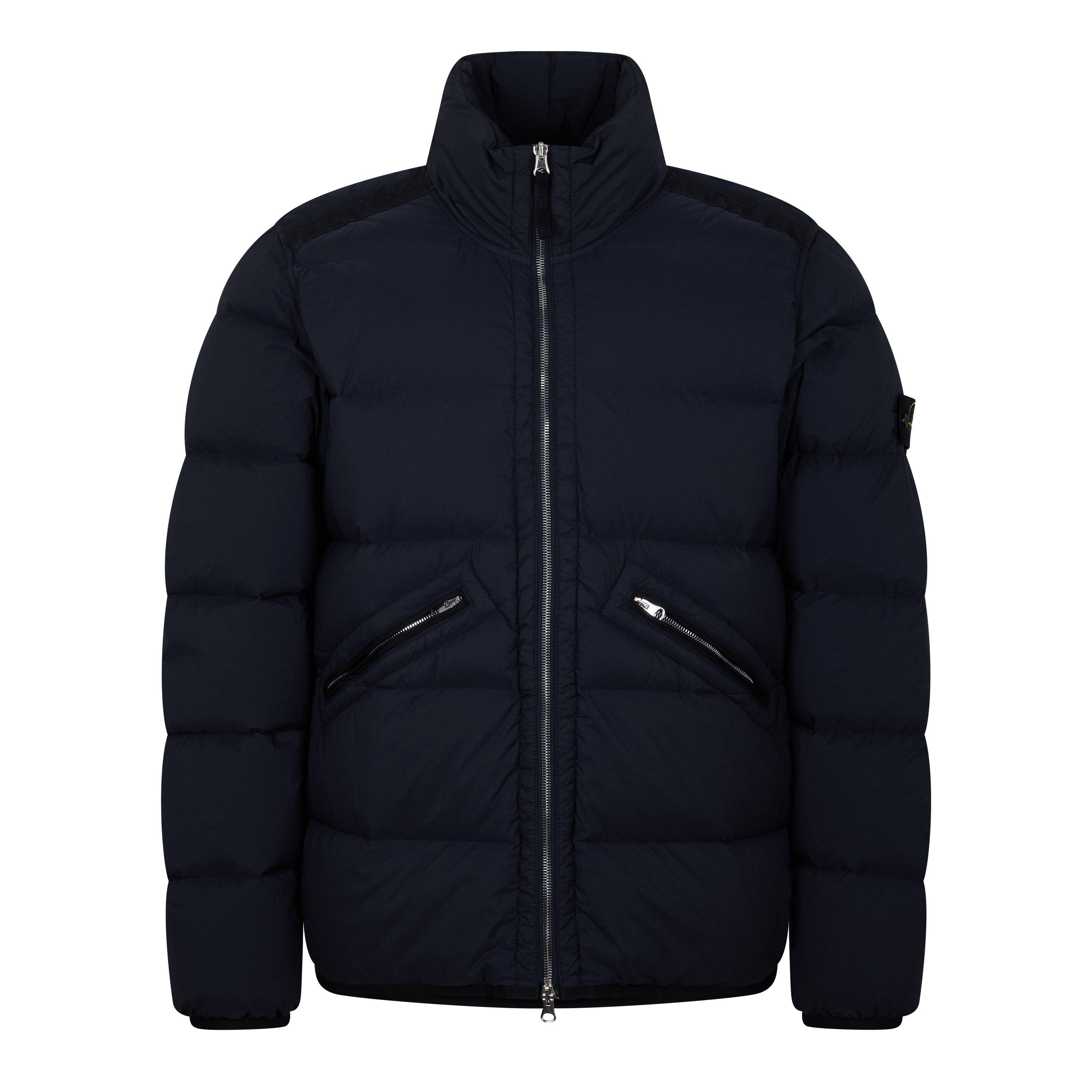 Navy V0020 - Stone Island - Men's Duck Down Long Sleeve Short Puffer Jacket - 1