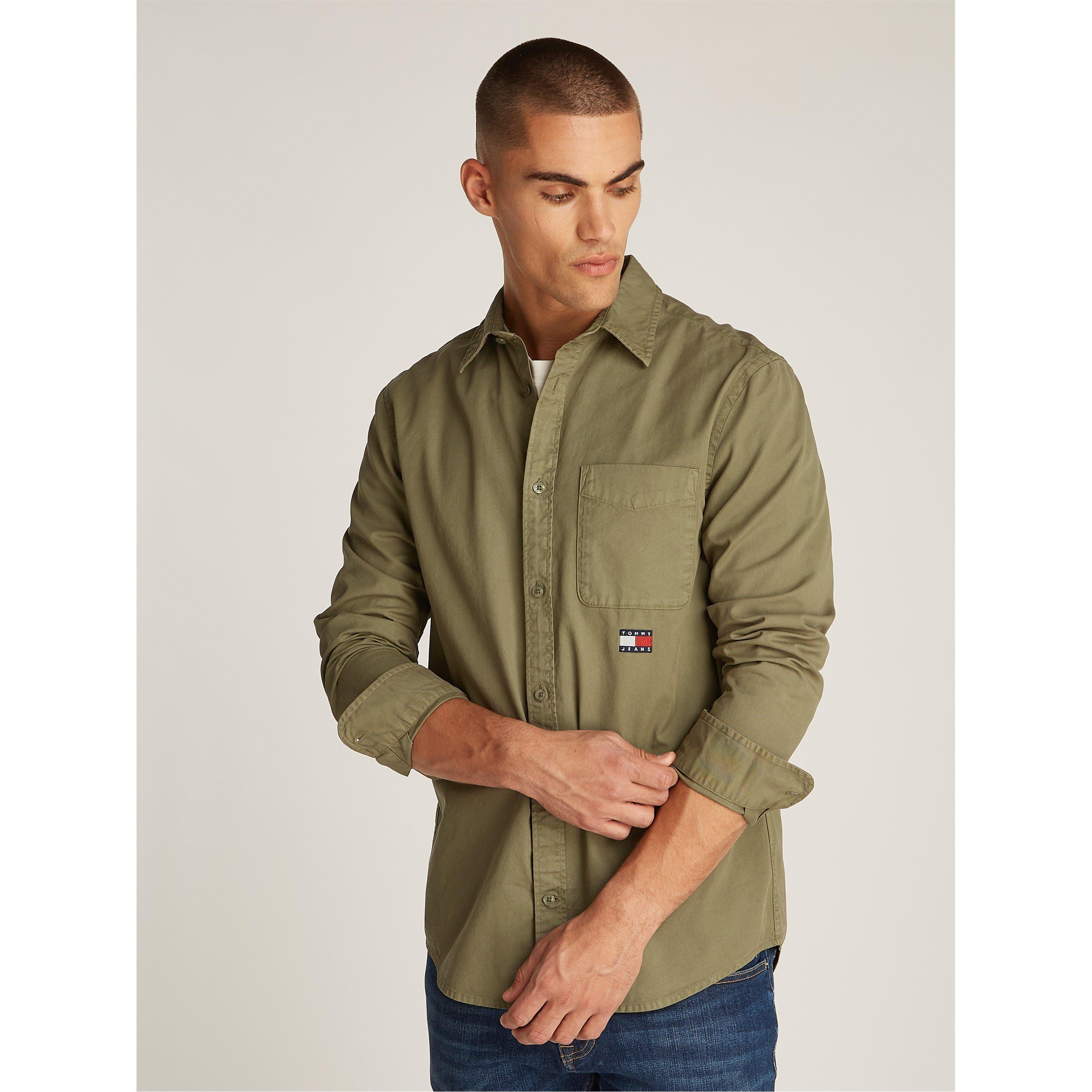 Fatigue Green - Tommy Jeans - Men's Regular Washed Twill Overshirt - 3