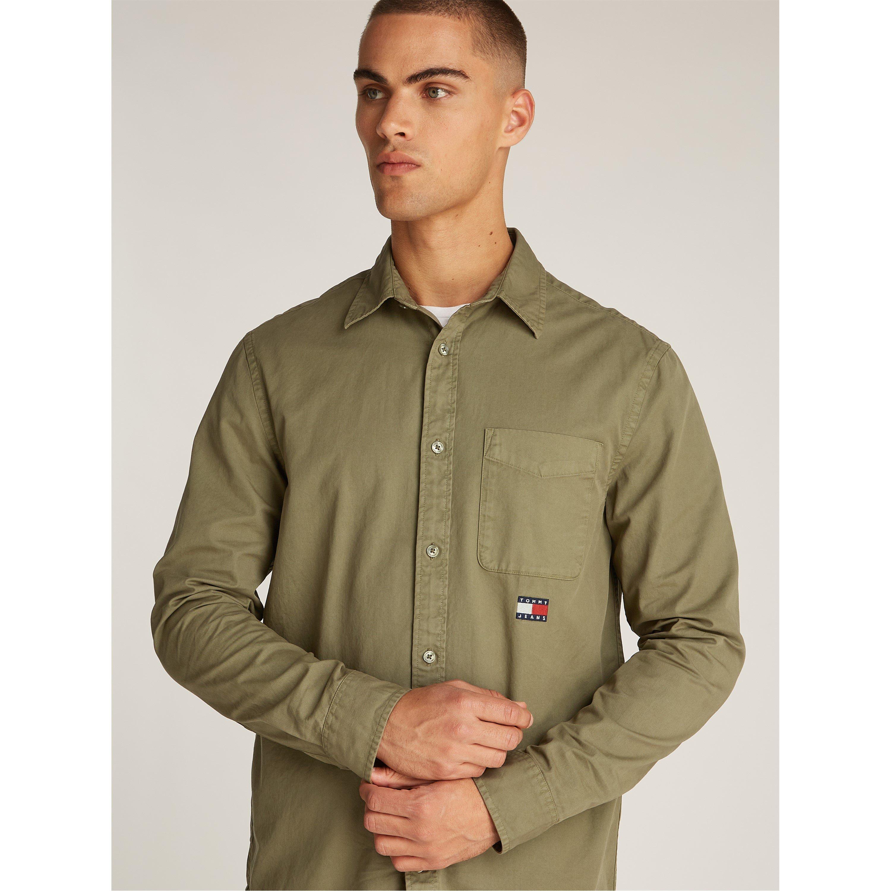 Fatigue Green - Tommy Jeans - Men's Regular Washed Twill Overshirt - 5