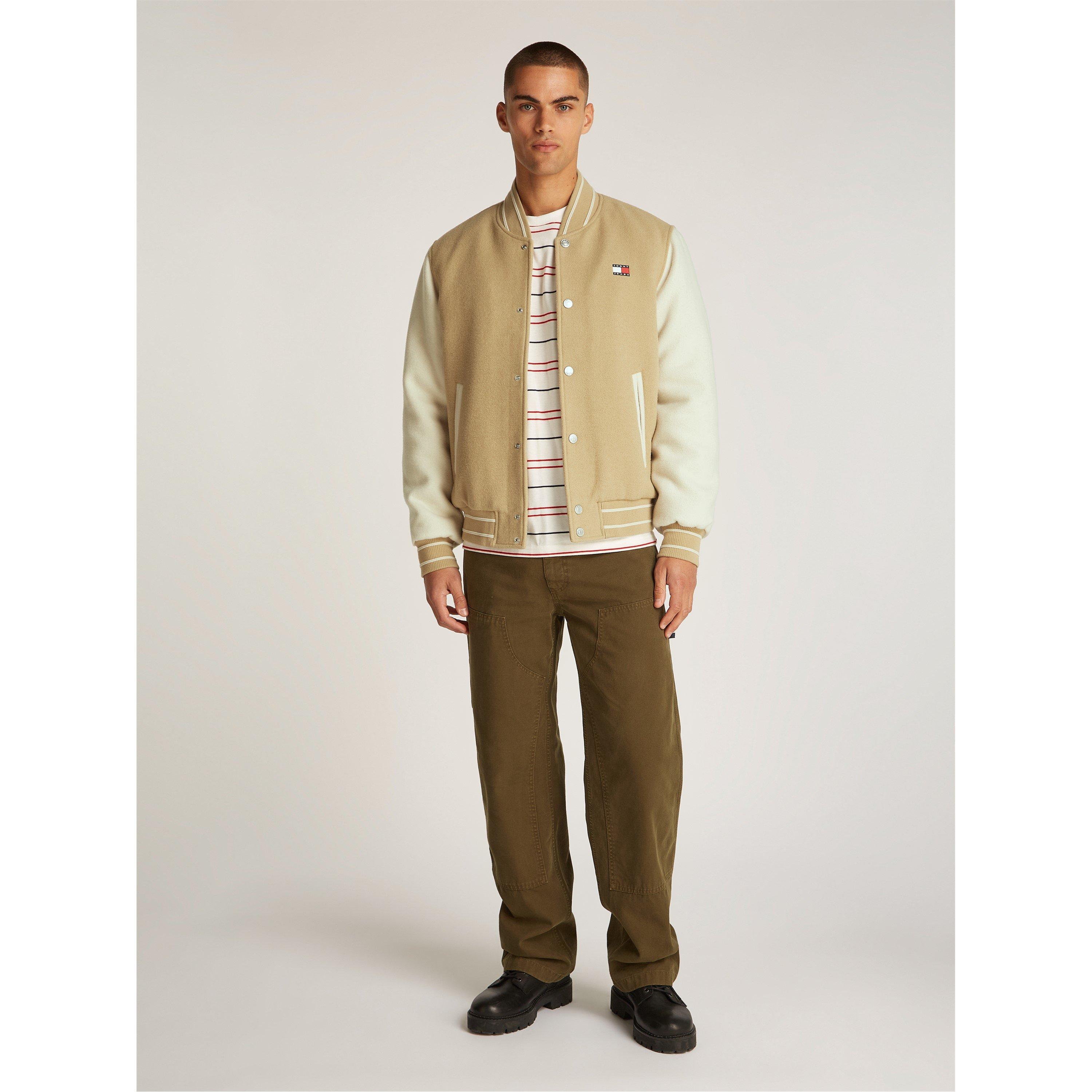 Tan Reliquia - Tommy Jeans - Men's Wool Blend Varsity Jacket - 6