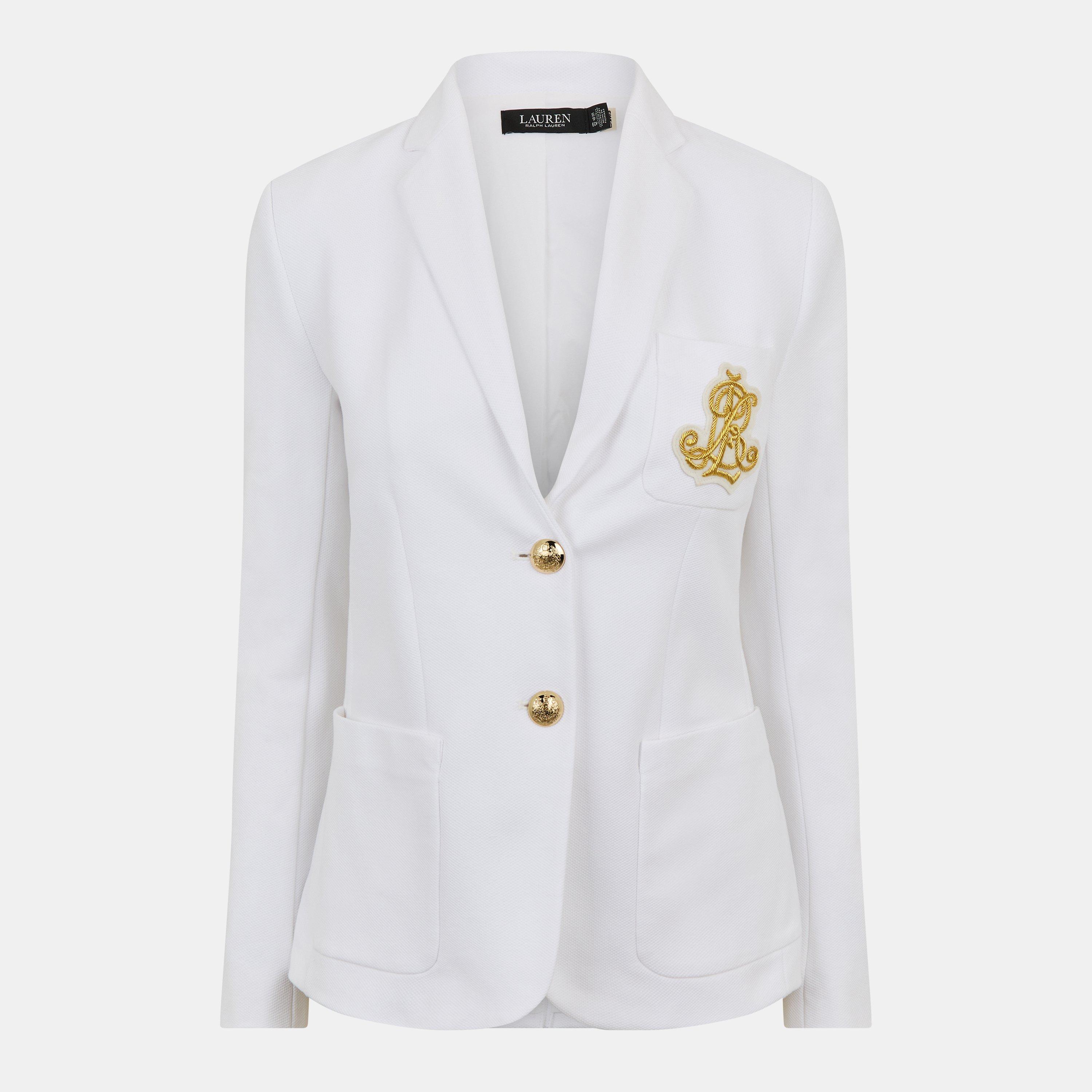 Lauren By Ralph Lauren Women's Bullion Jacquard Cotton Long Sleeve Blazer - White - 10 (S)